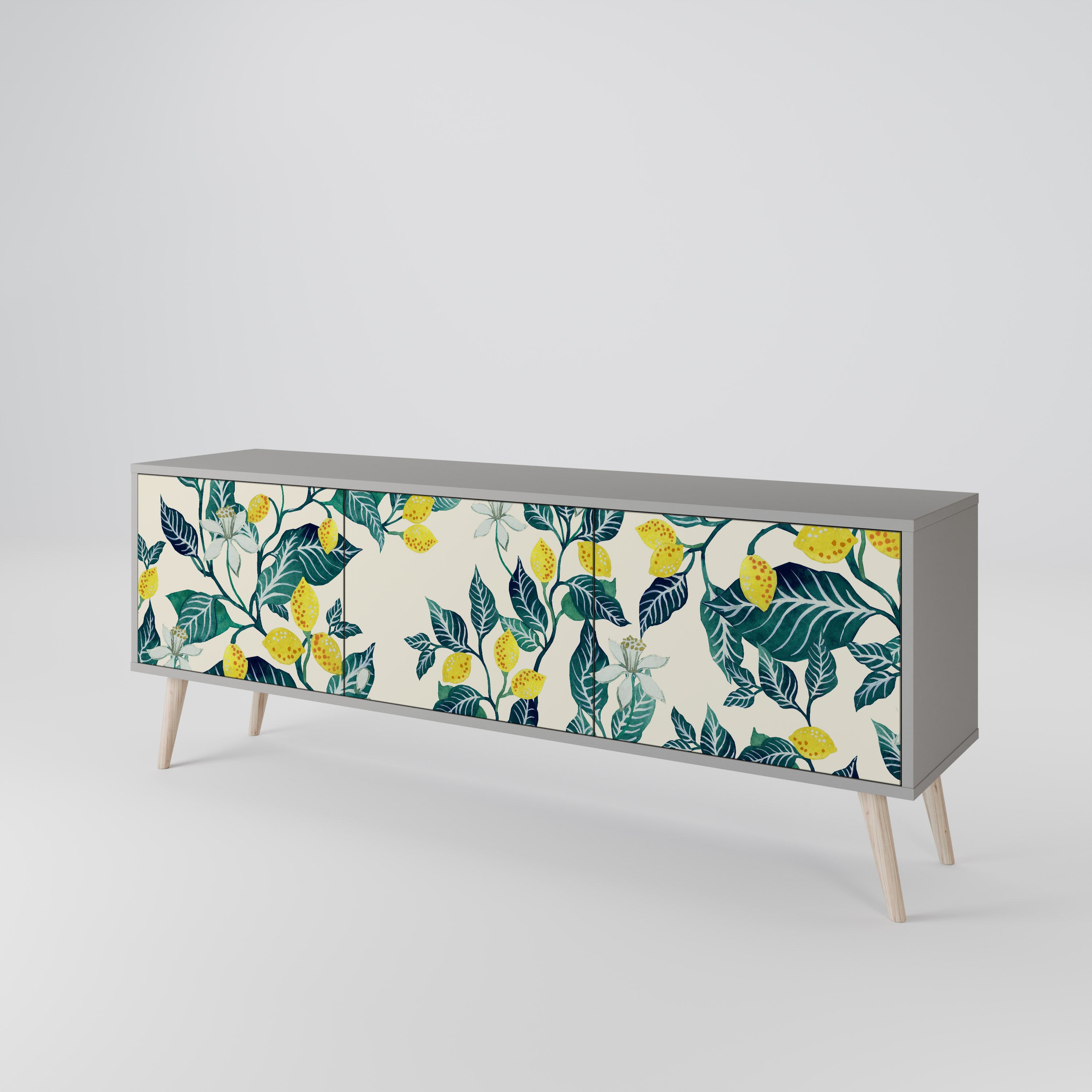 Mueble de TV de 3 puertas LEMON TREE en acabado gris