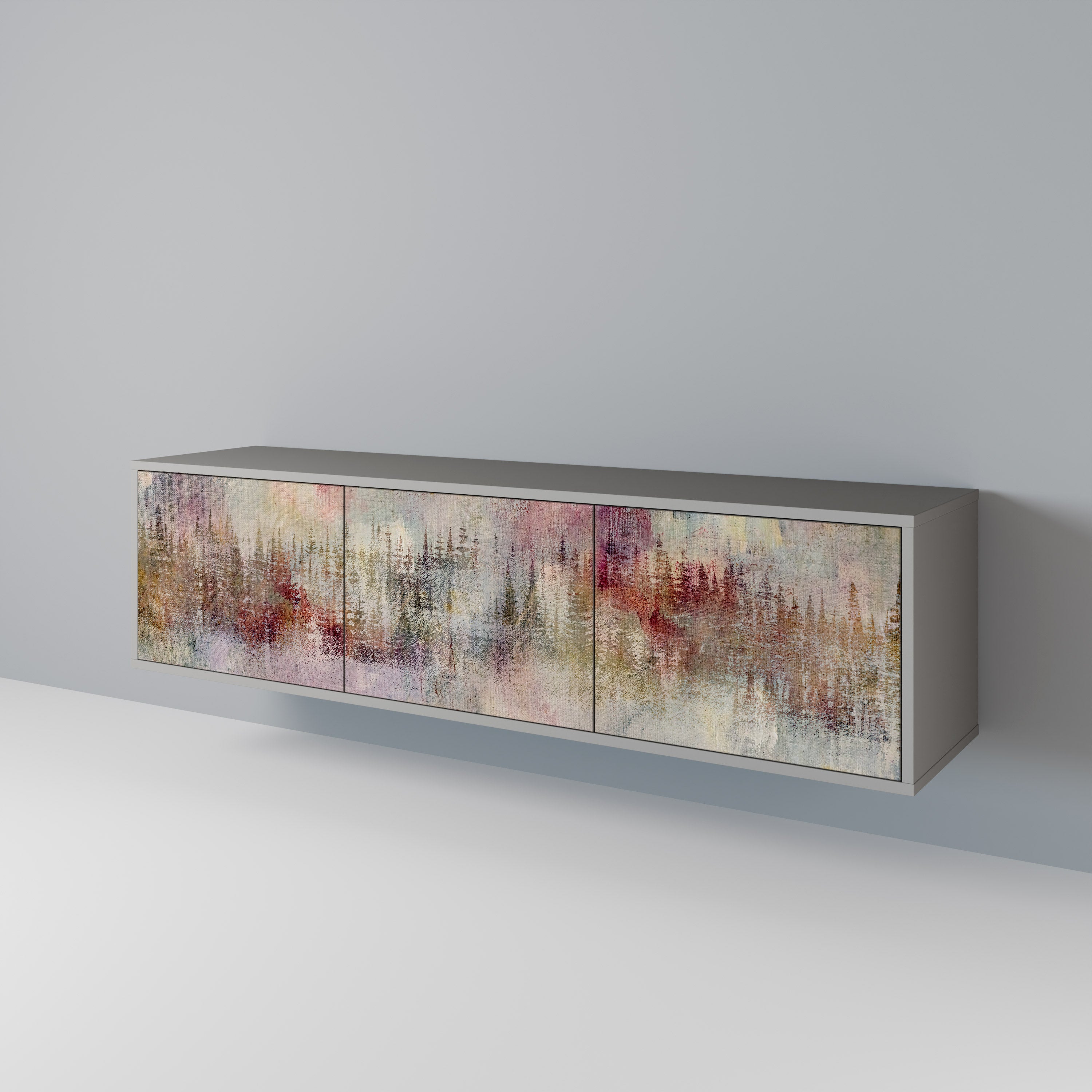 Mueble de TV de 3 puertas VEILED SUMMIT en acabado gris