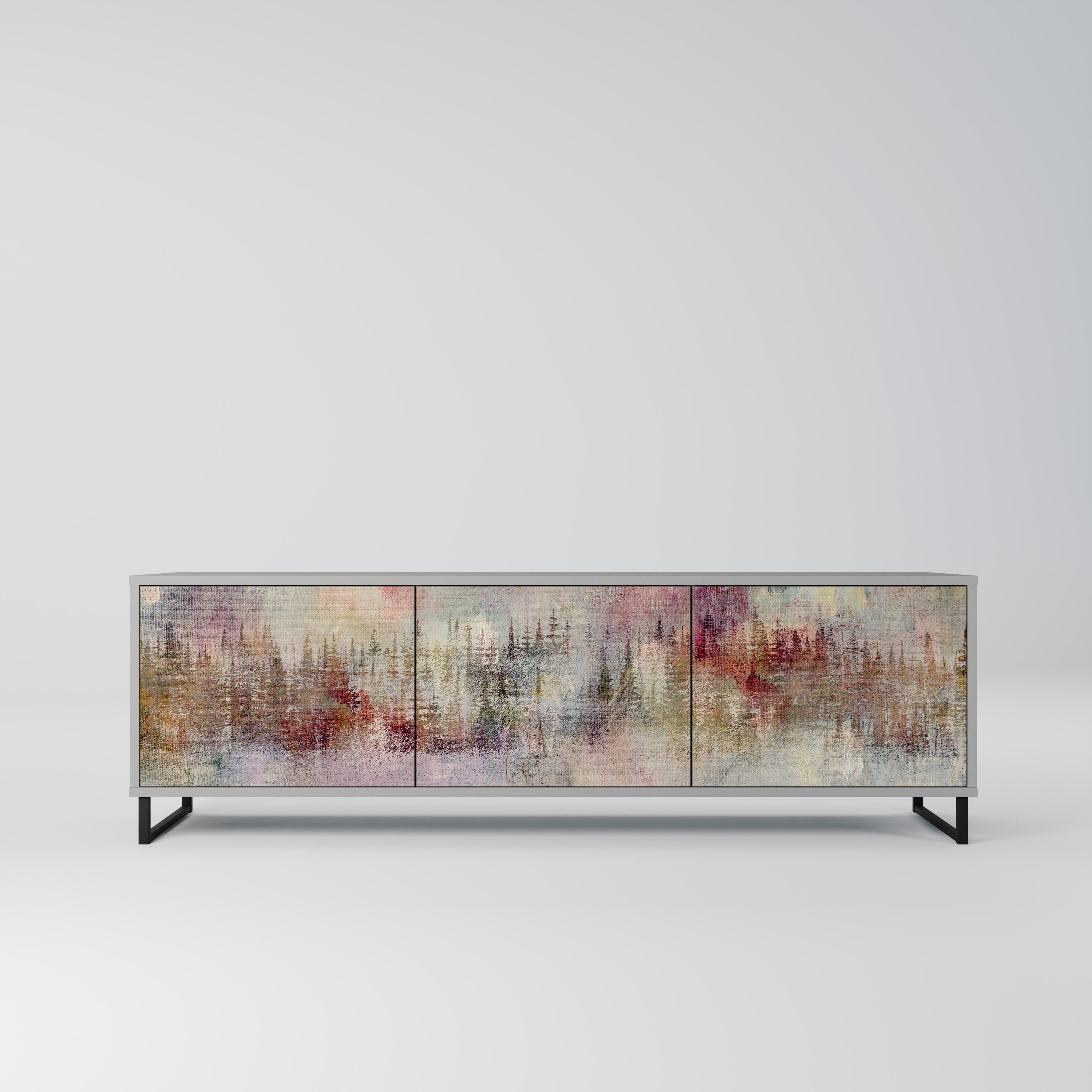 Mueble de TV de 3 puertas VEILED SUMMIT en acabado gris