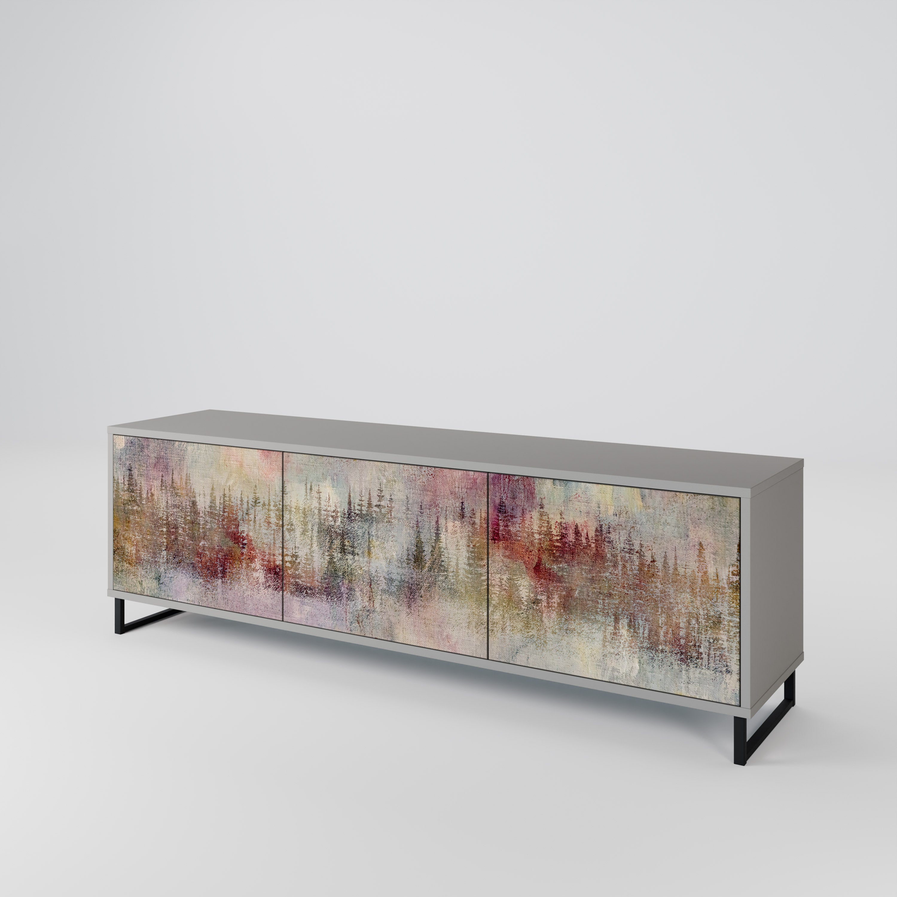 Mueble de TV de 3 puertas VEILED SUMMIT en acabado gris