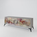 VEILED SUMMIT Mueble de TV de 3 Puertas en Acabado Gris