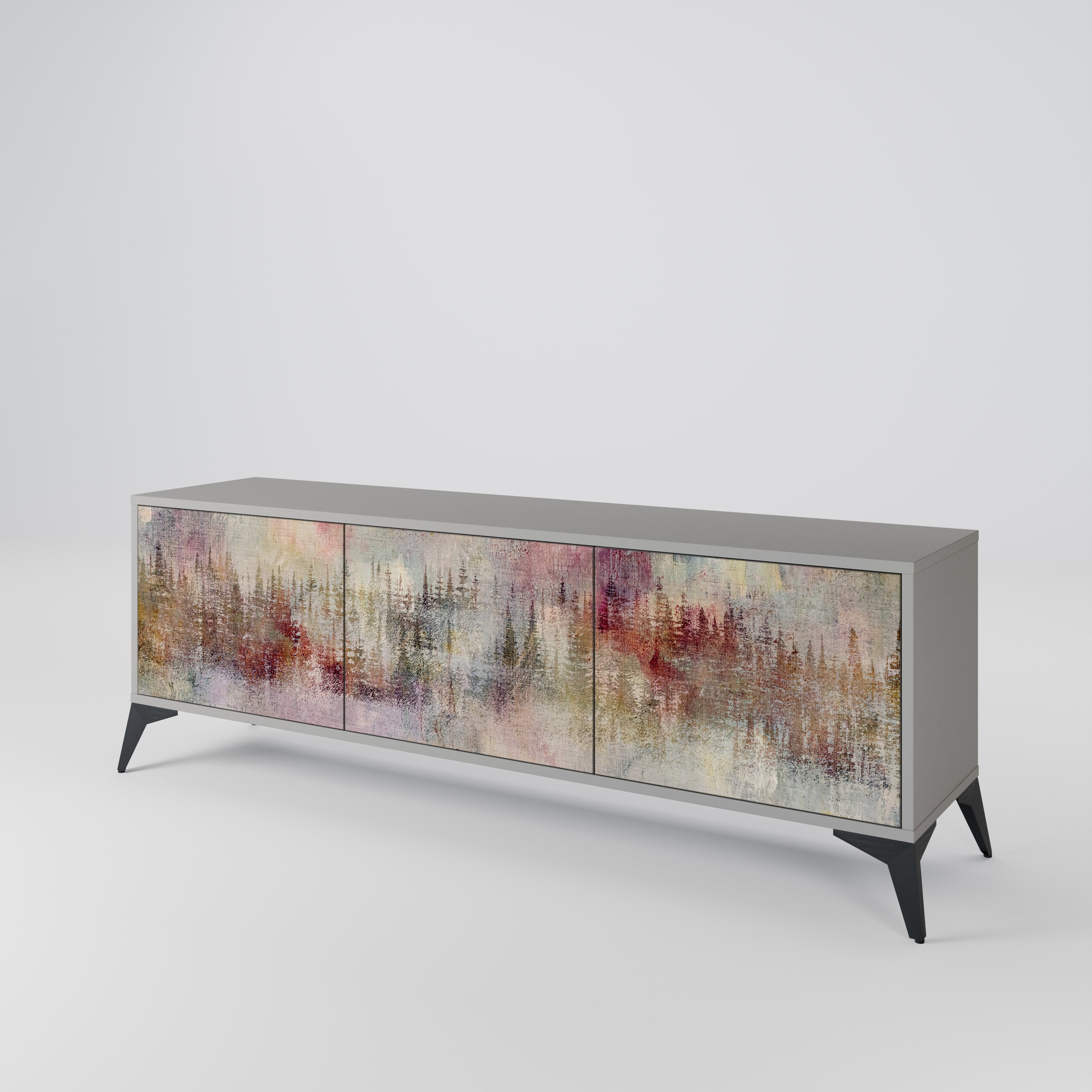 Mueble de TV de 3 puertas VEILED SUMMIT en acabado gris