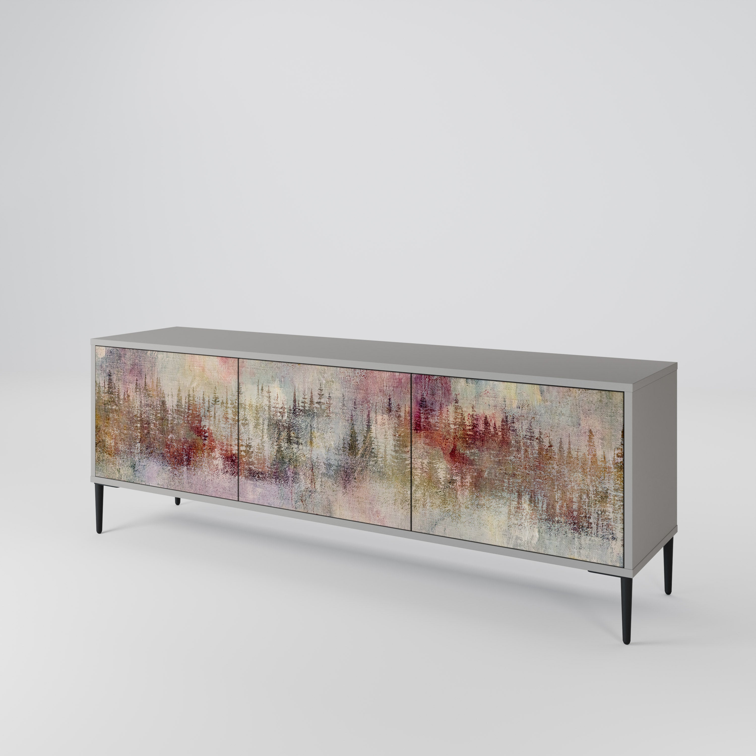 Mueble de TV de 3 puertas VEILED SUMMIT en acabado gris