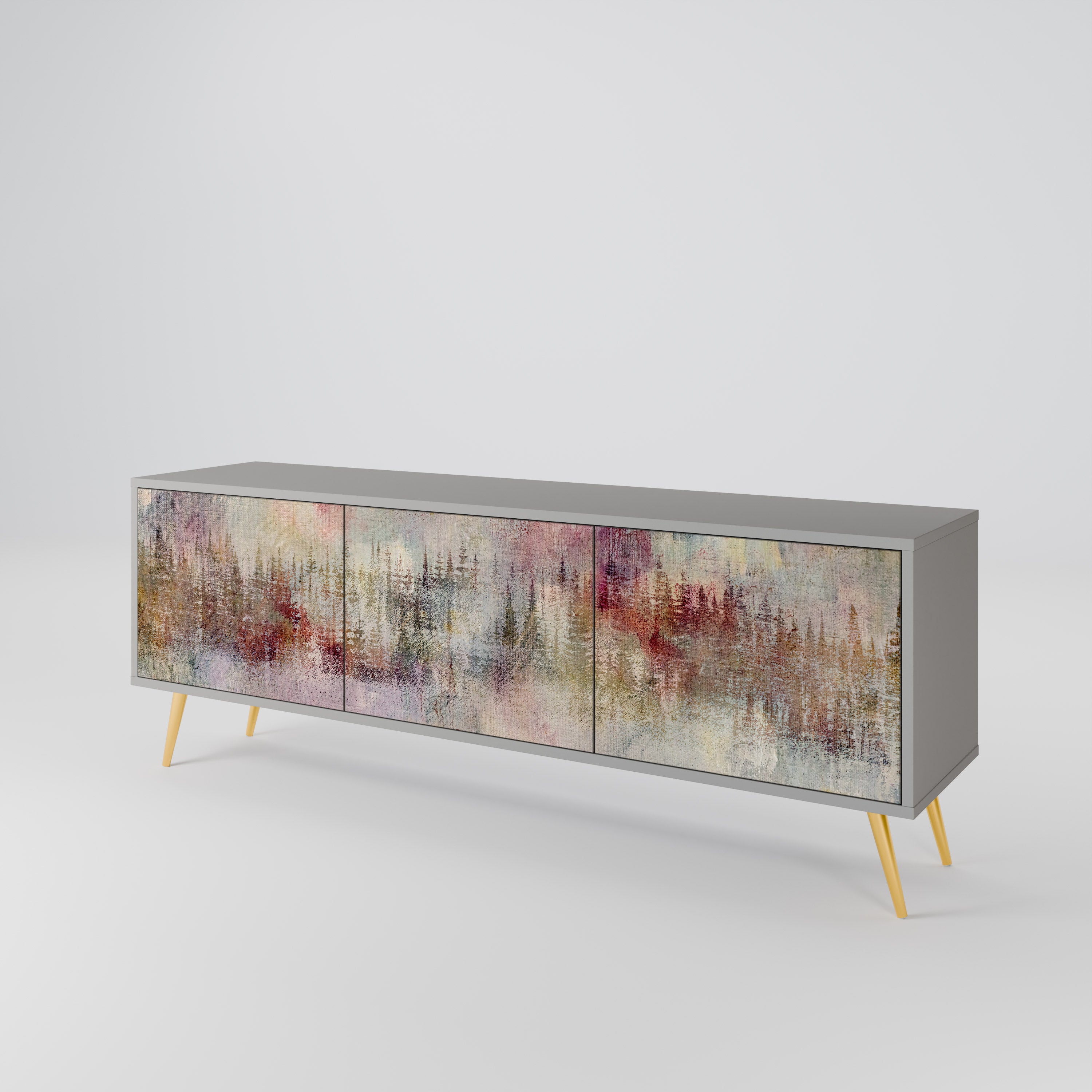Mueble de TV de 3 puertas VEILED SUMMIT en acabado gris