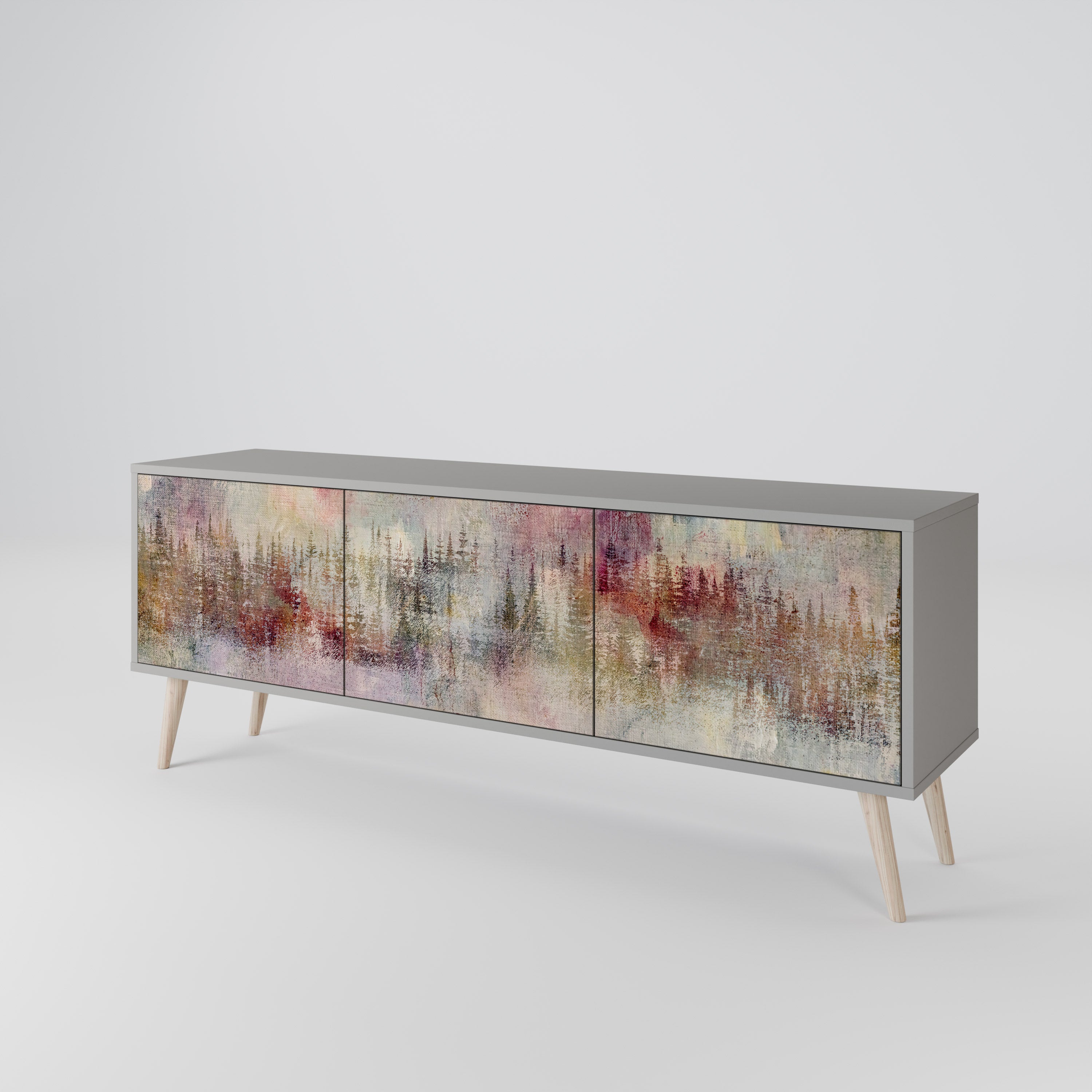 Mueble de TV de 3 puertas VEILED SUMMIT en acabado gris