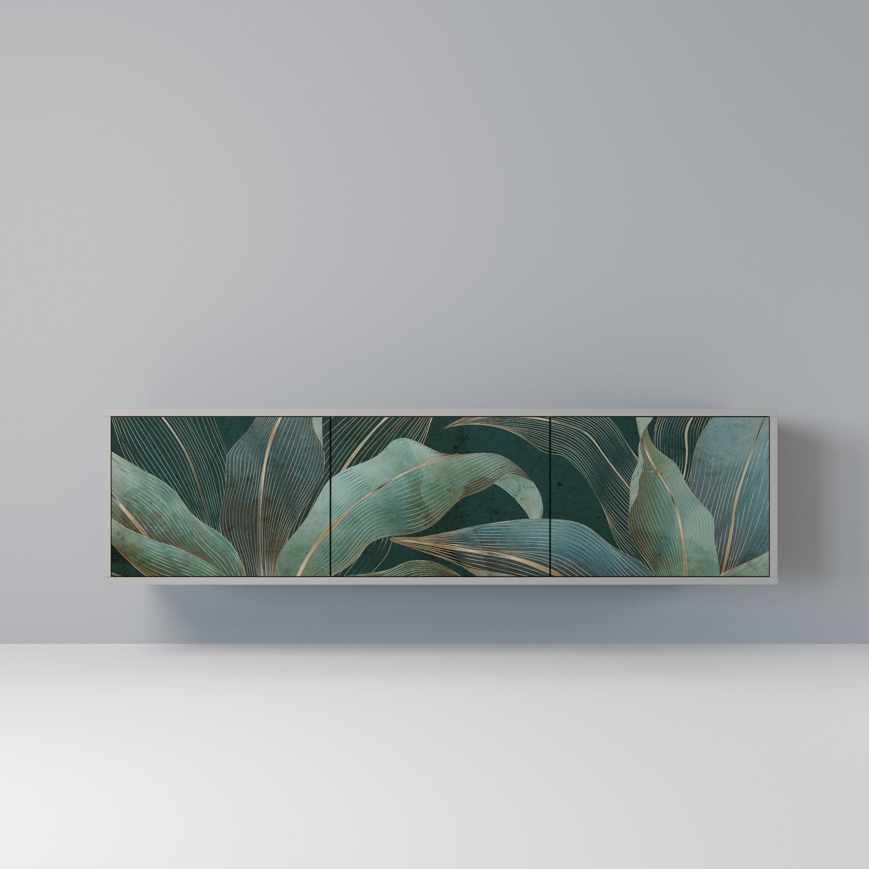 Mueble de TV de 3 puertas ROYAL GREEN en acabado gris