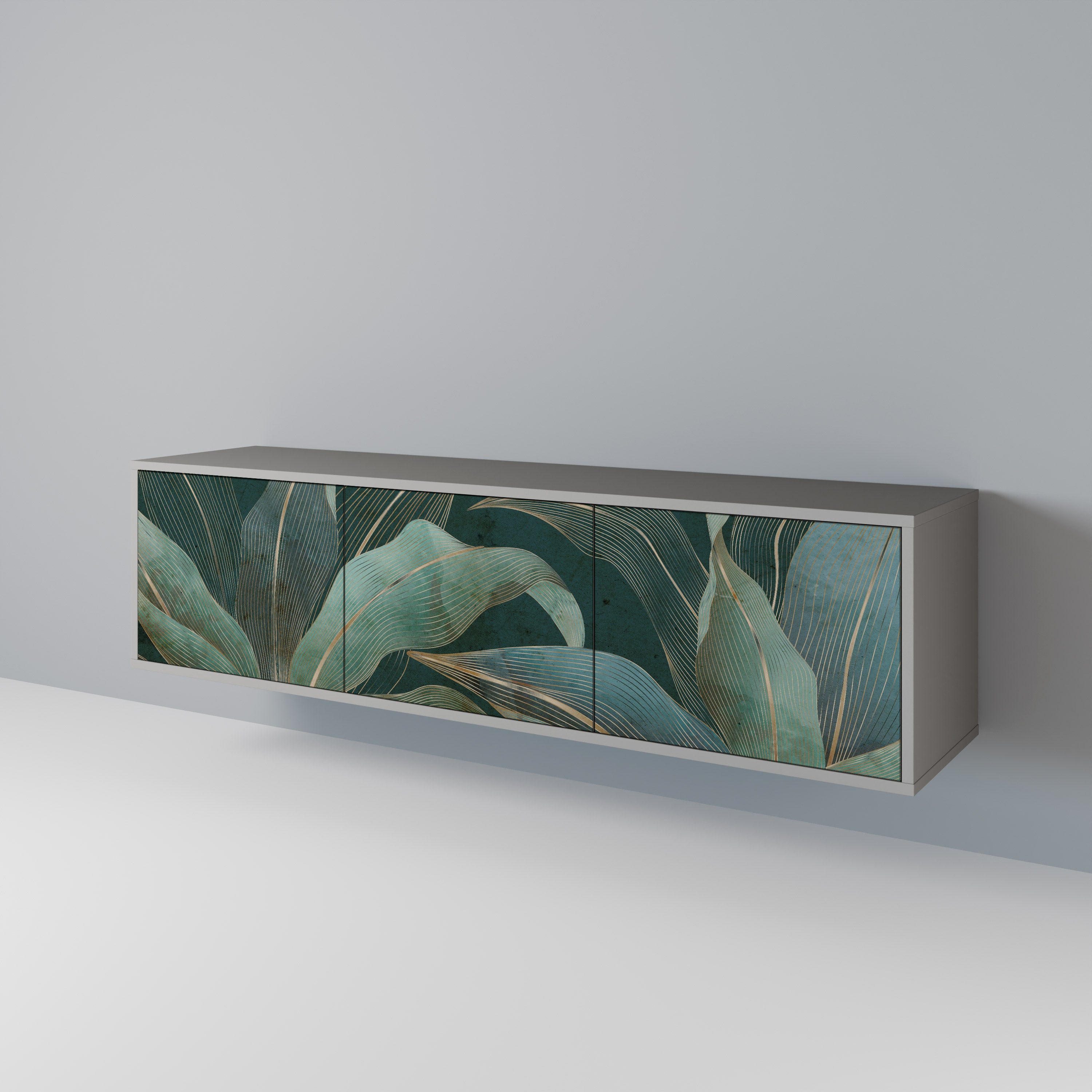 Mueble de TV de 3 puertas ROYAL GREEN en acabado gris