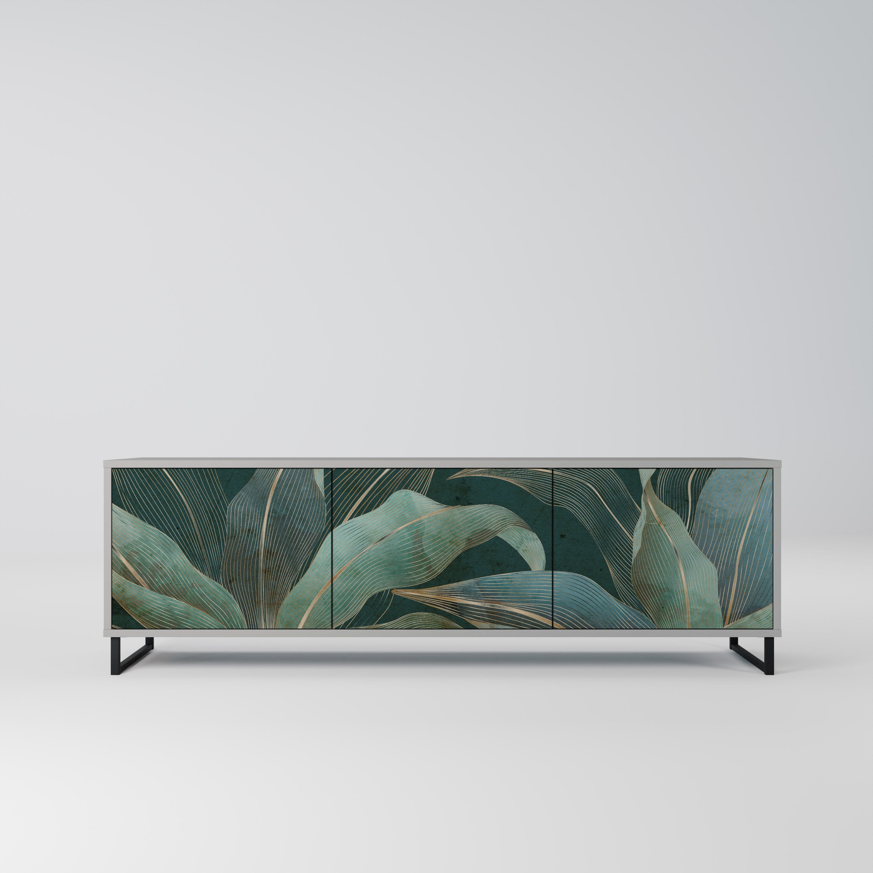 Mueble de TV de 3 puertas ROYAL GREEN en acabado gris