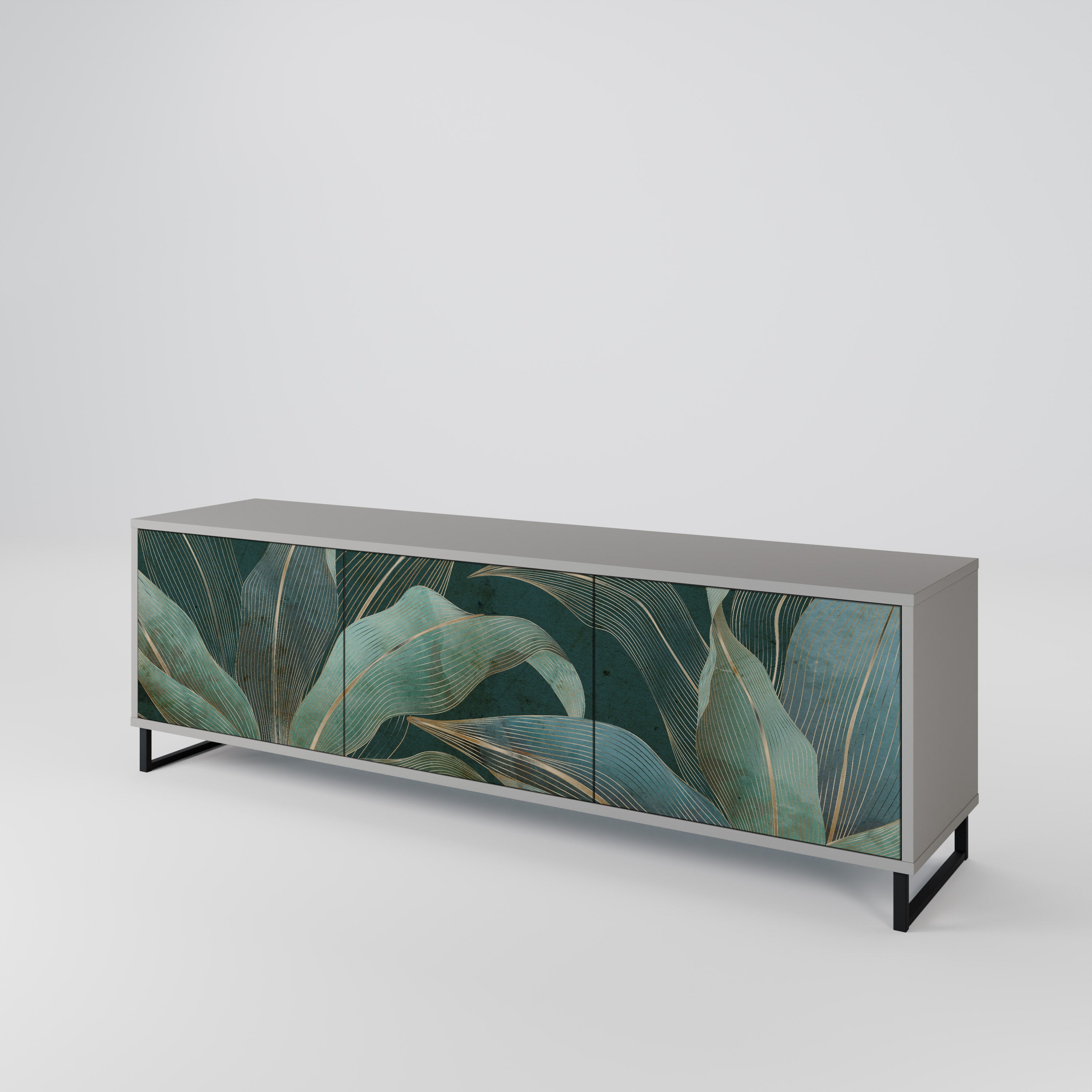 Mueble de TV de 3 puertas ROYAL GREEN en acabado gris