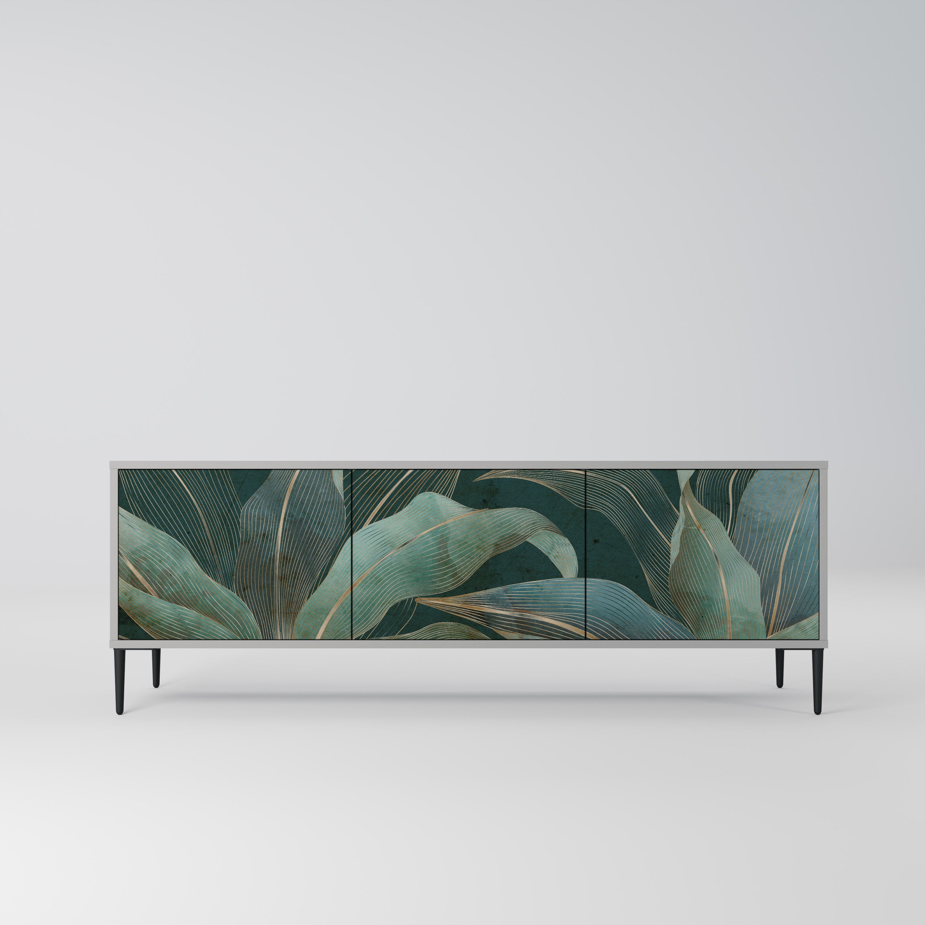 Mueble de TV de 3 puertas ROYAL GREEN en acabado gris