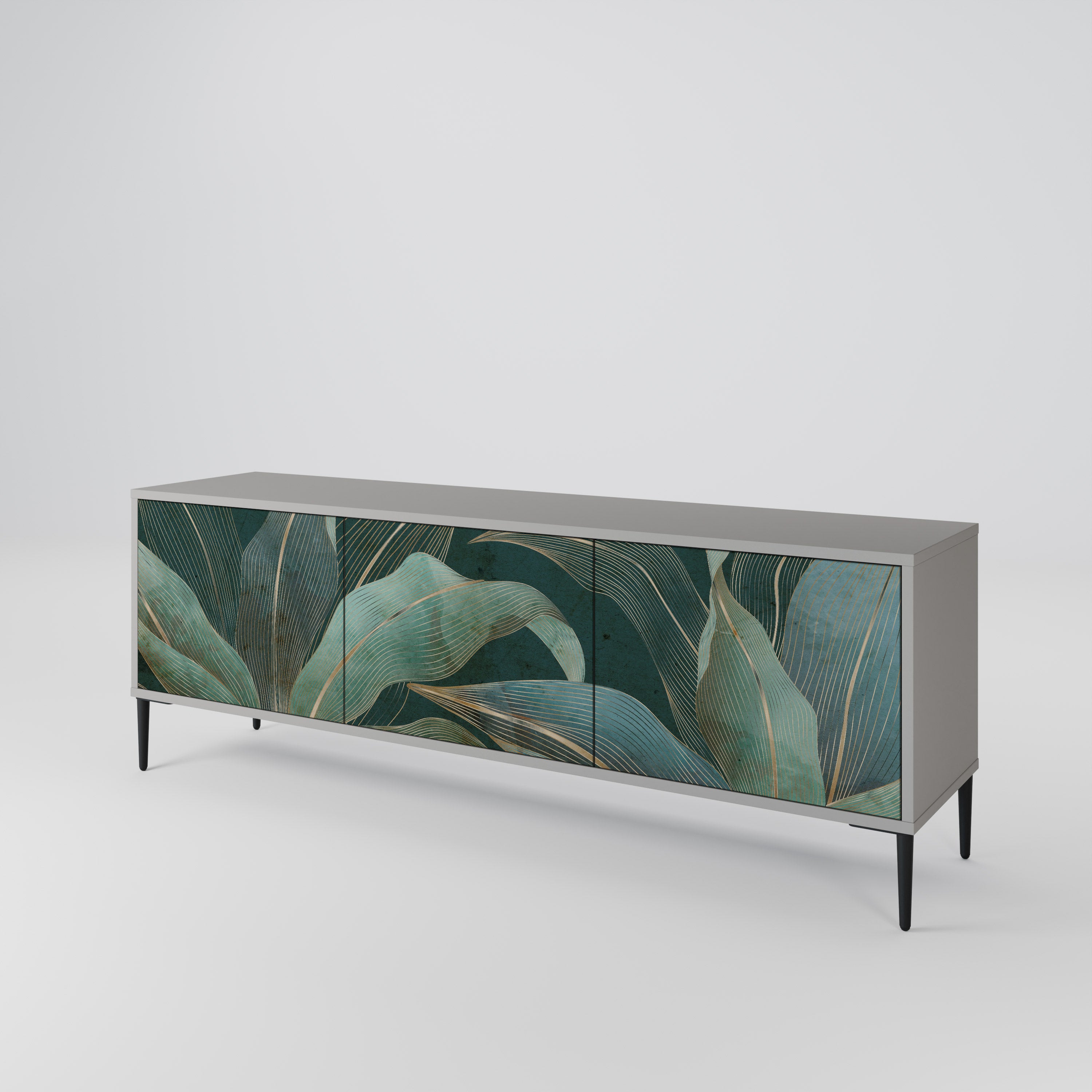 Mueble de TV de 3 puertas ROYAL GREEN en acabado gris