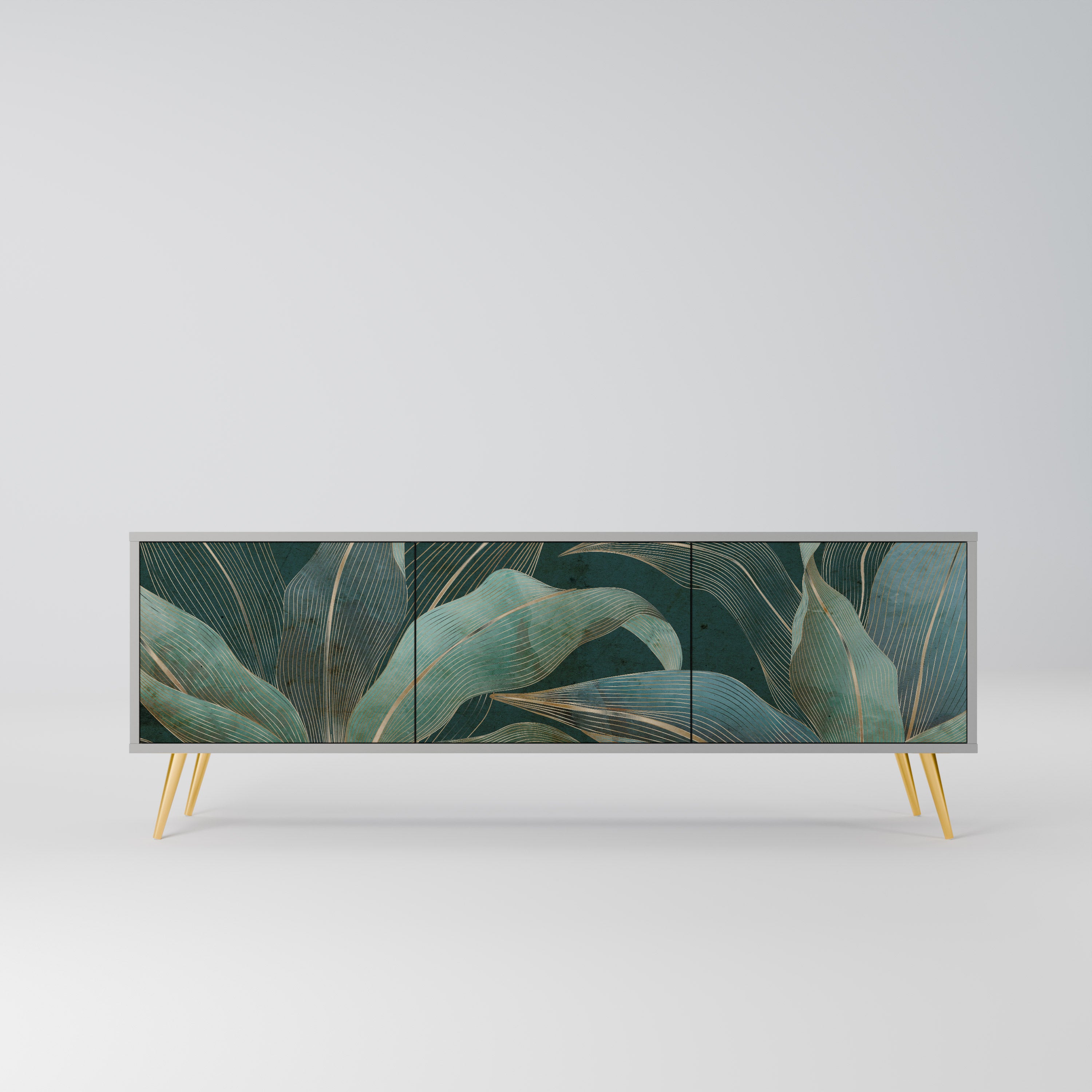 Mueble de TV de 3 puertas ROYAL GREEN en acabado gris