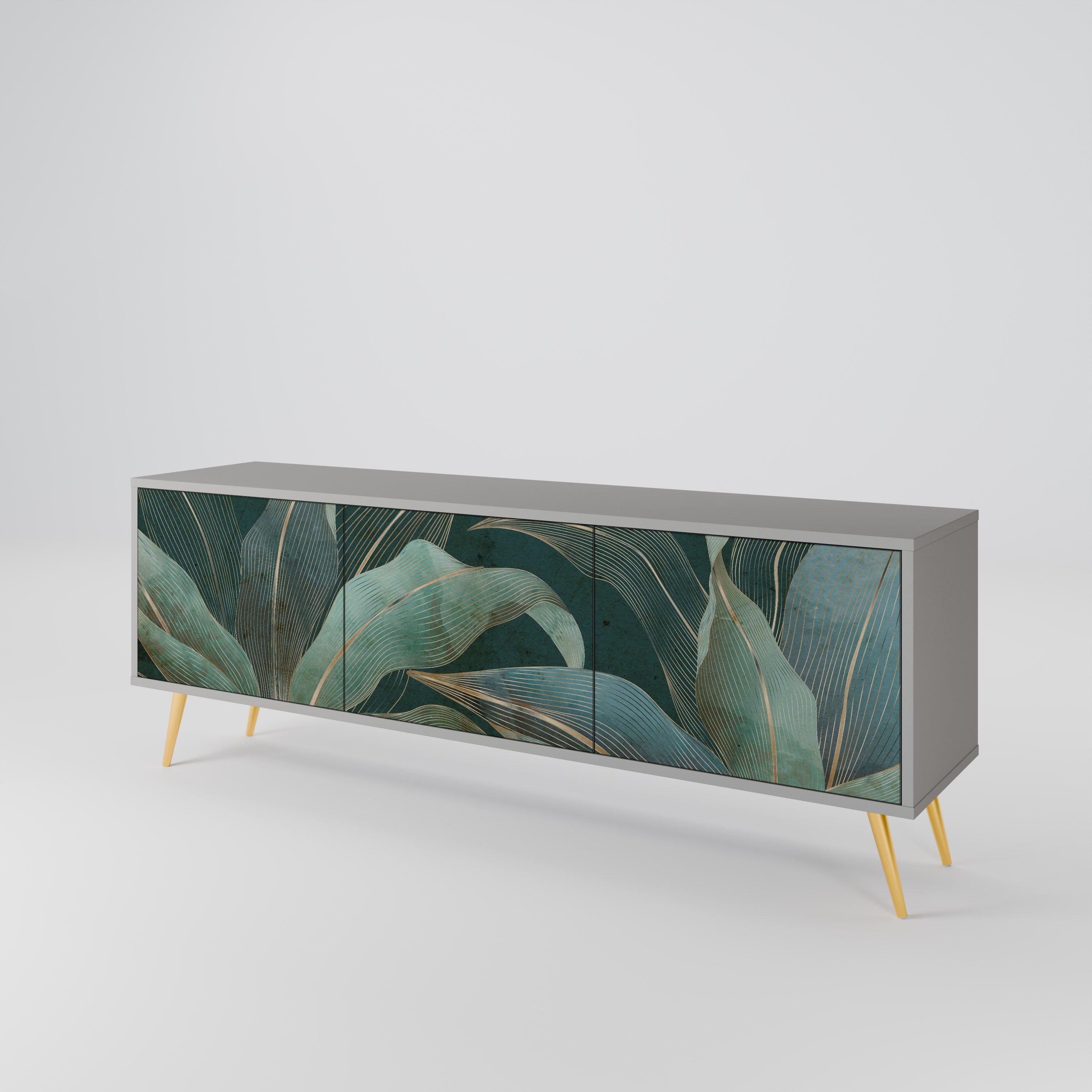 Mueble de TV de 3 puertas ROYAL GREEN en acabado gris