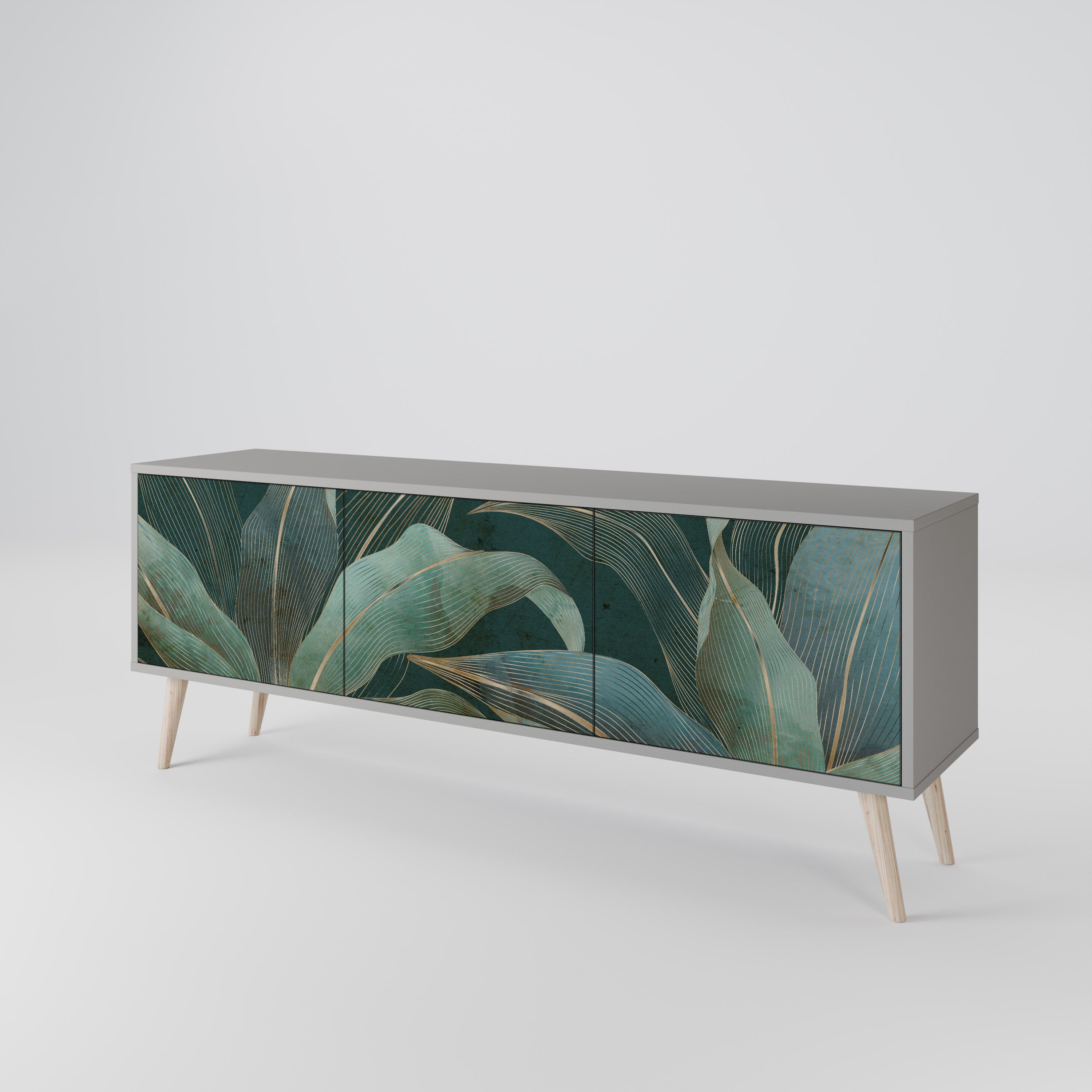 Mueble de TV de 3 puertas ROYAL GREEN en acabado gris