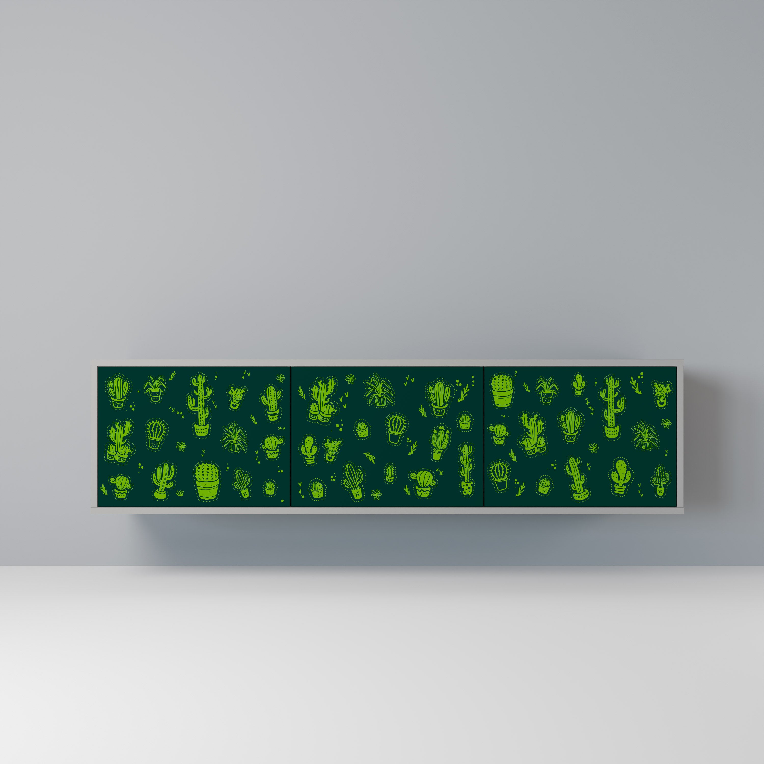 Mueble de TV de 3 puertas DESERT GREEN con acabado gris