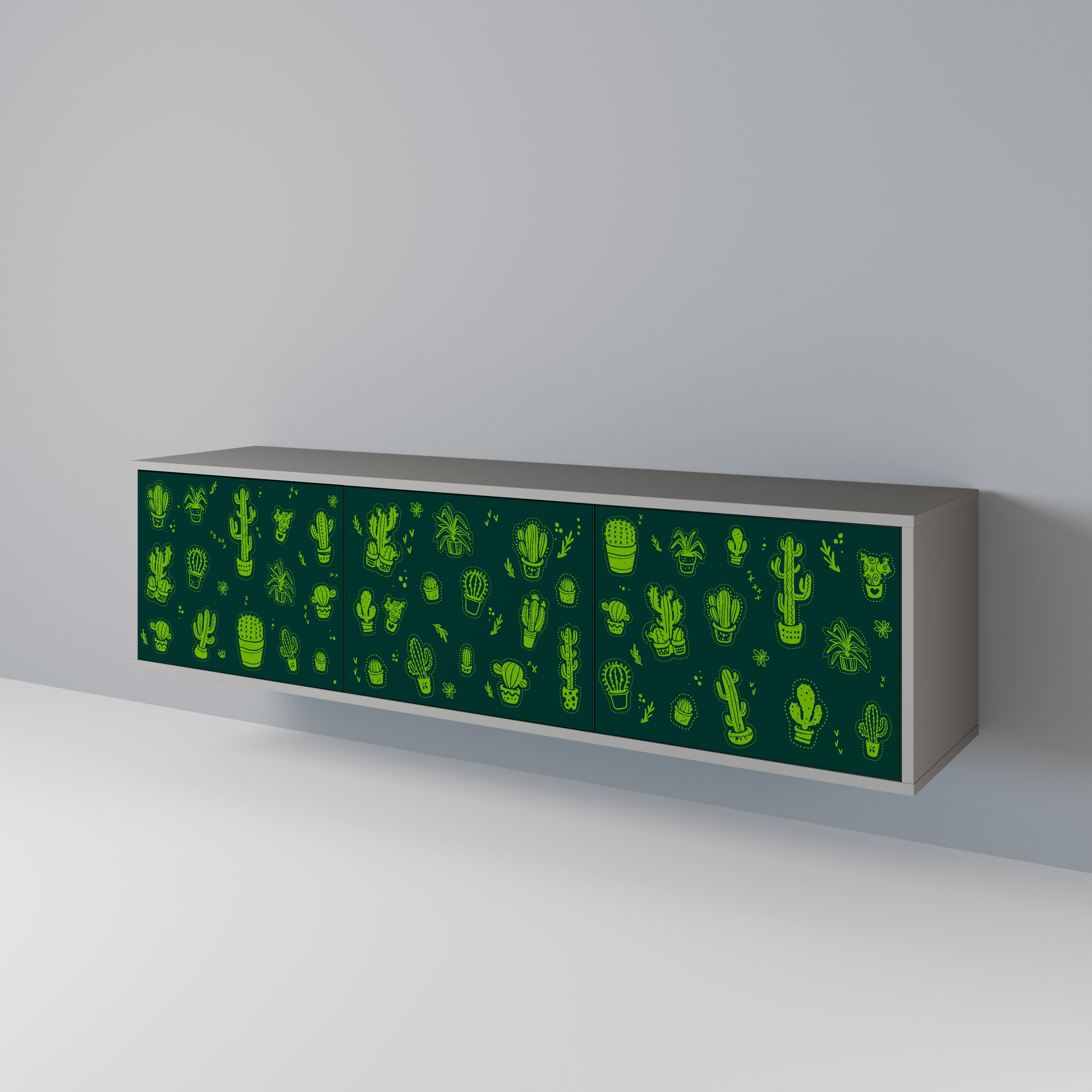 Mueble de TV de 3 puertas DESERT GREEN con acabado gris