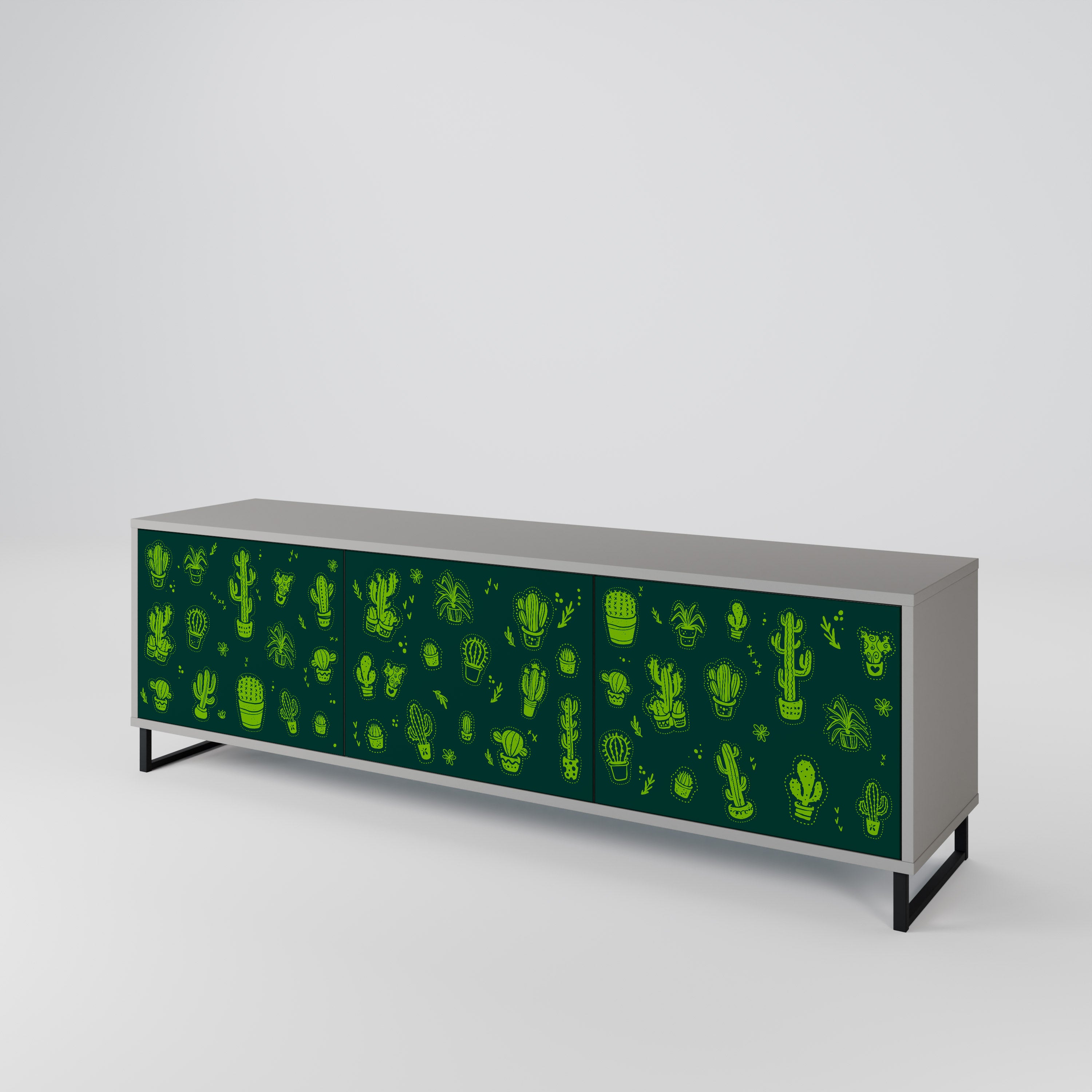 Mueble de TV de 3 puertas DESERT GREEN con acabado gris