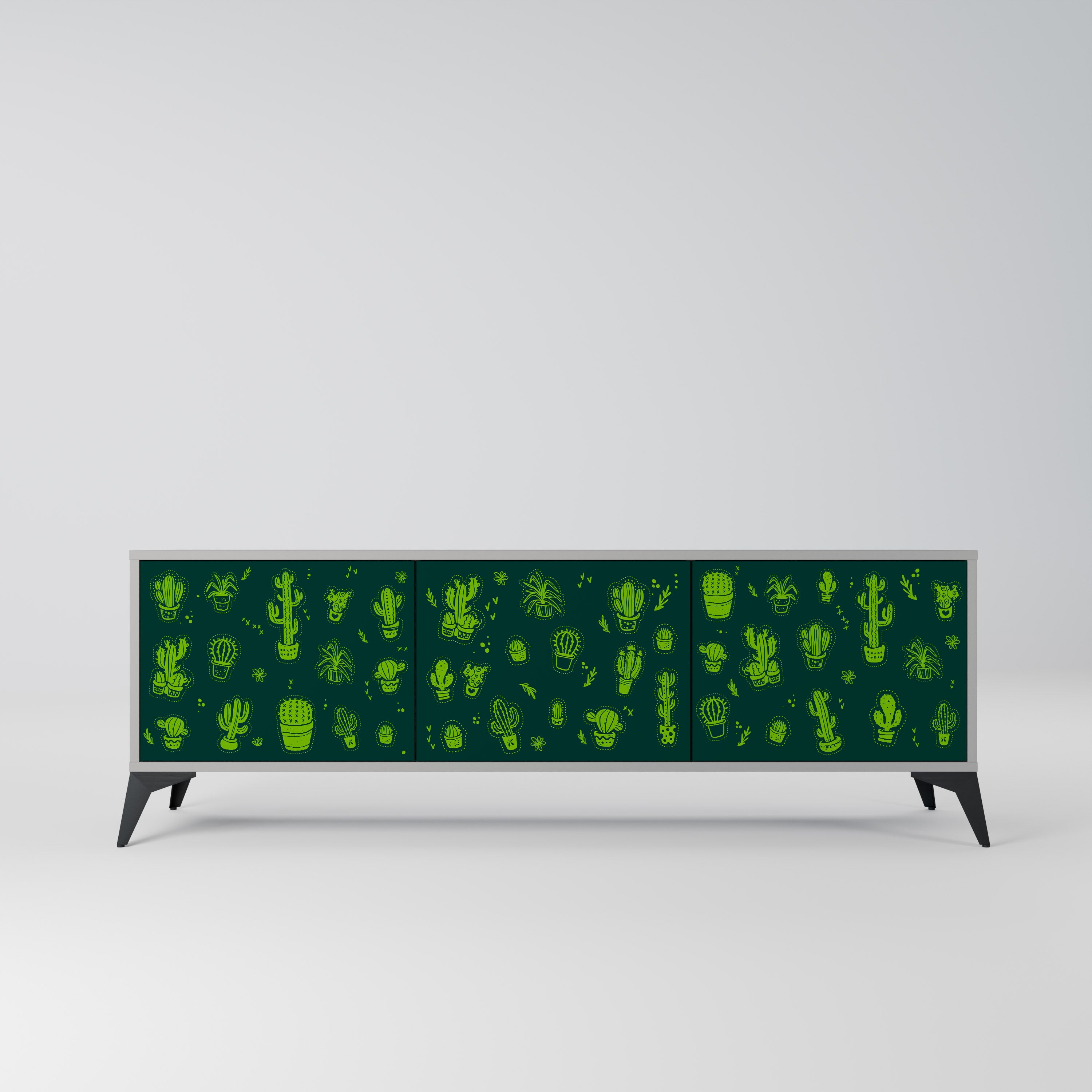 Mueble de TV de 3 puertas DESERT GREEN con acabado gris