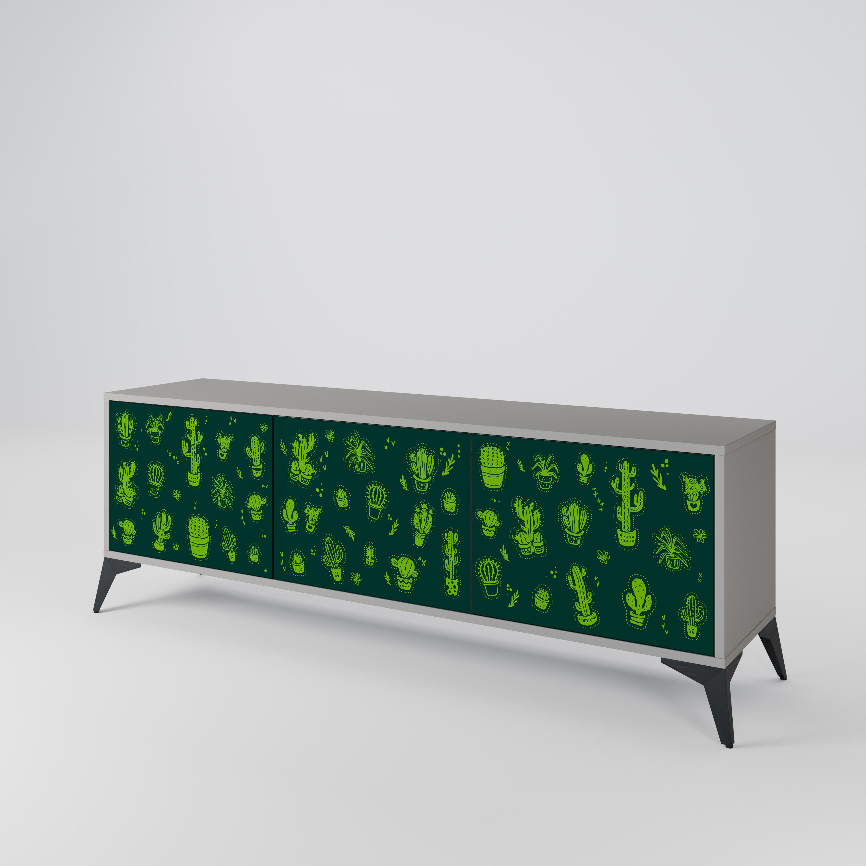 Mueble de TV de 3 puertas DESERT GREEN con acabado gris