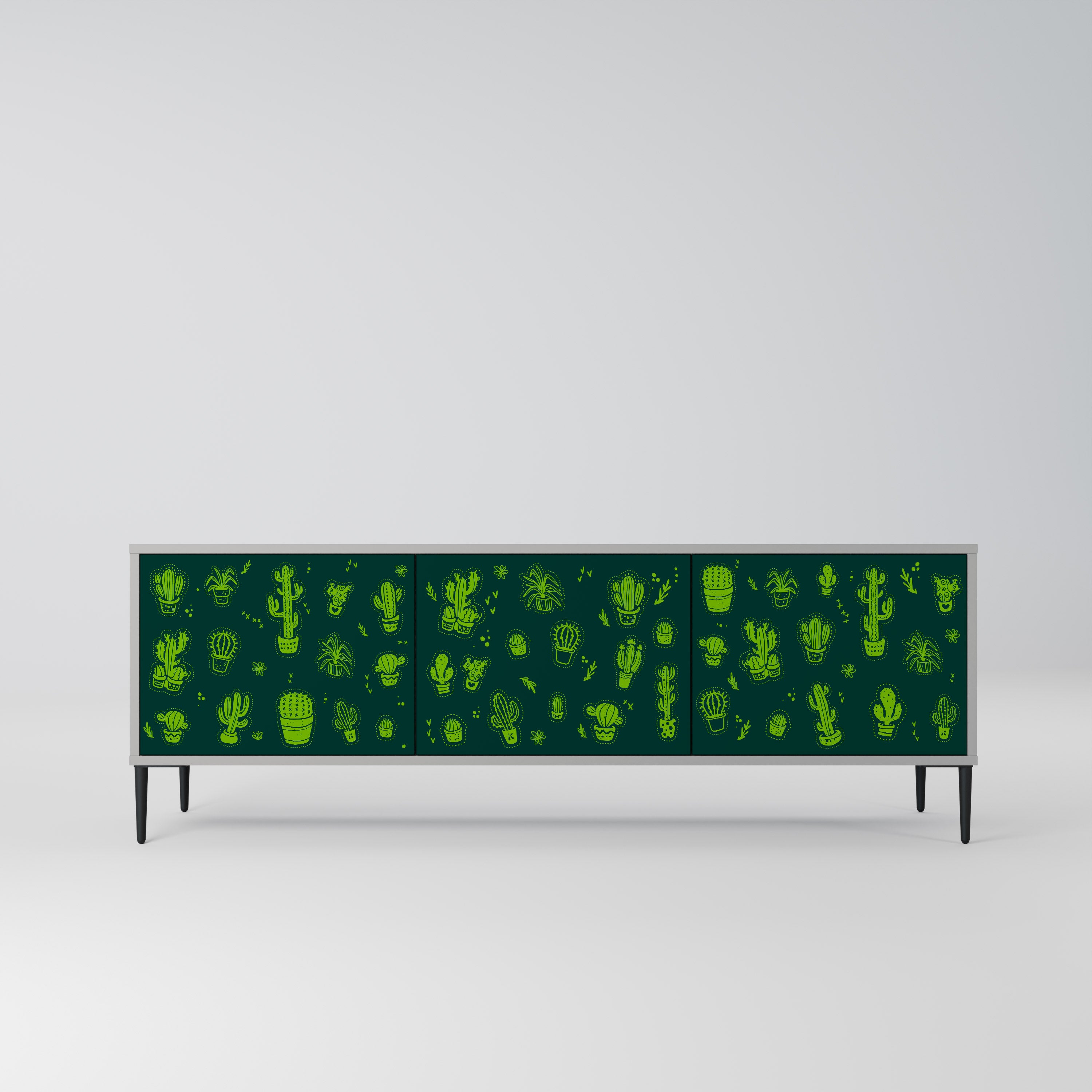 Mueble de TV de 3 puertas DESERT GREEN con acabado gris