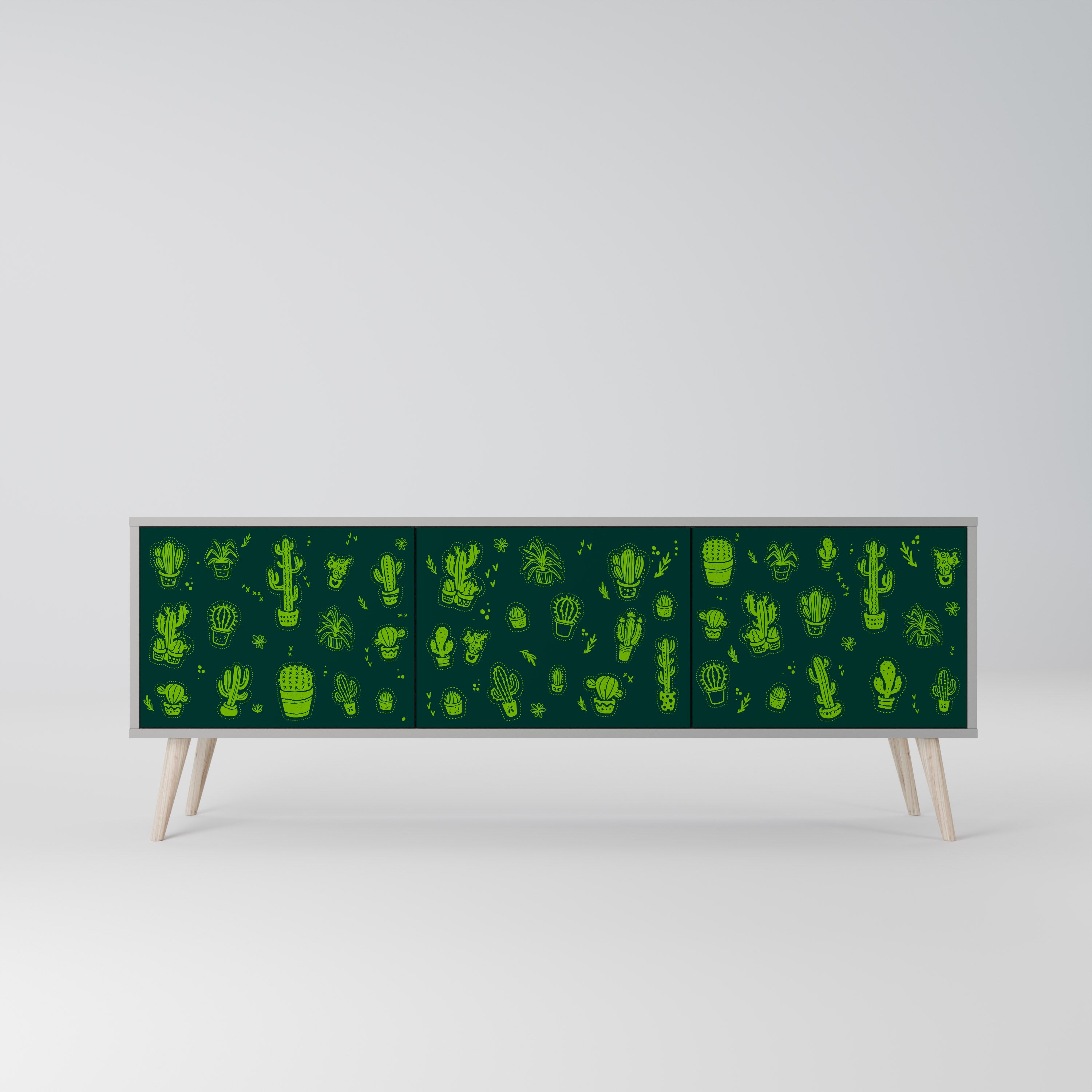 Mueble de TV de 3 puertas DESERT GREEN con acabado gris