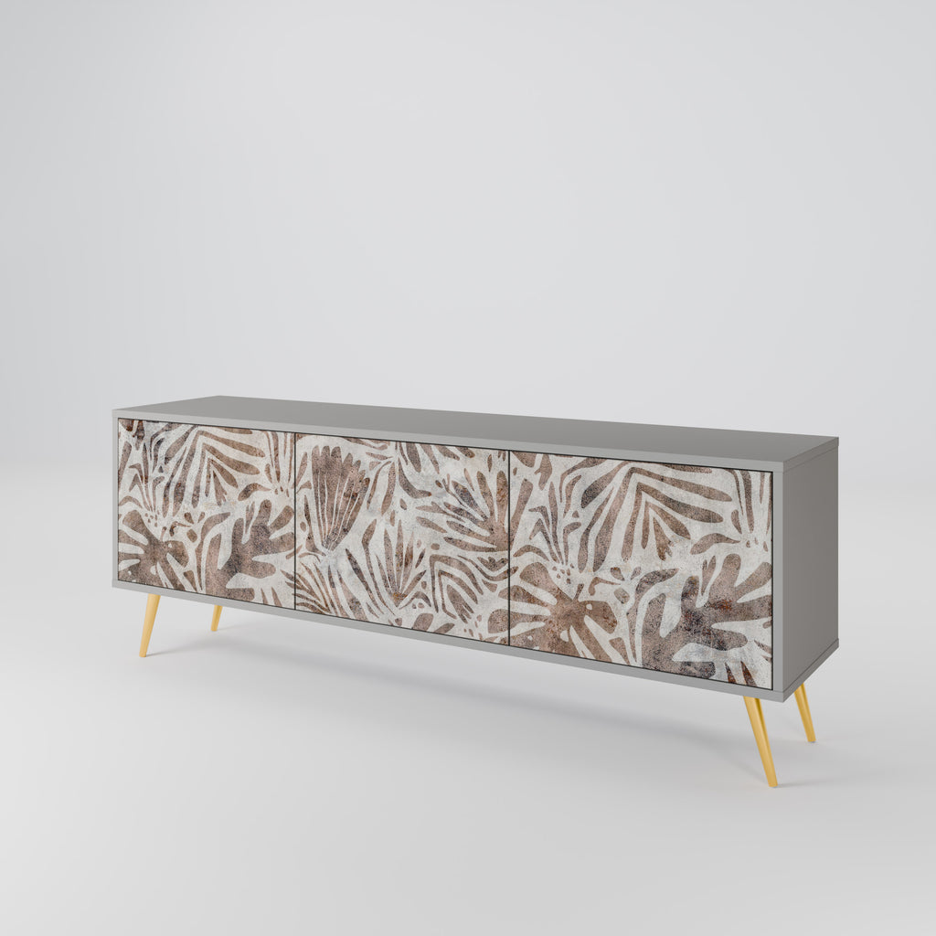 PASSING TIME 3-Door TV Stand in Grey Finish