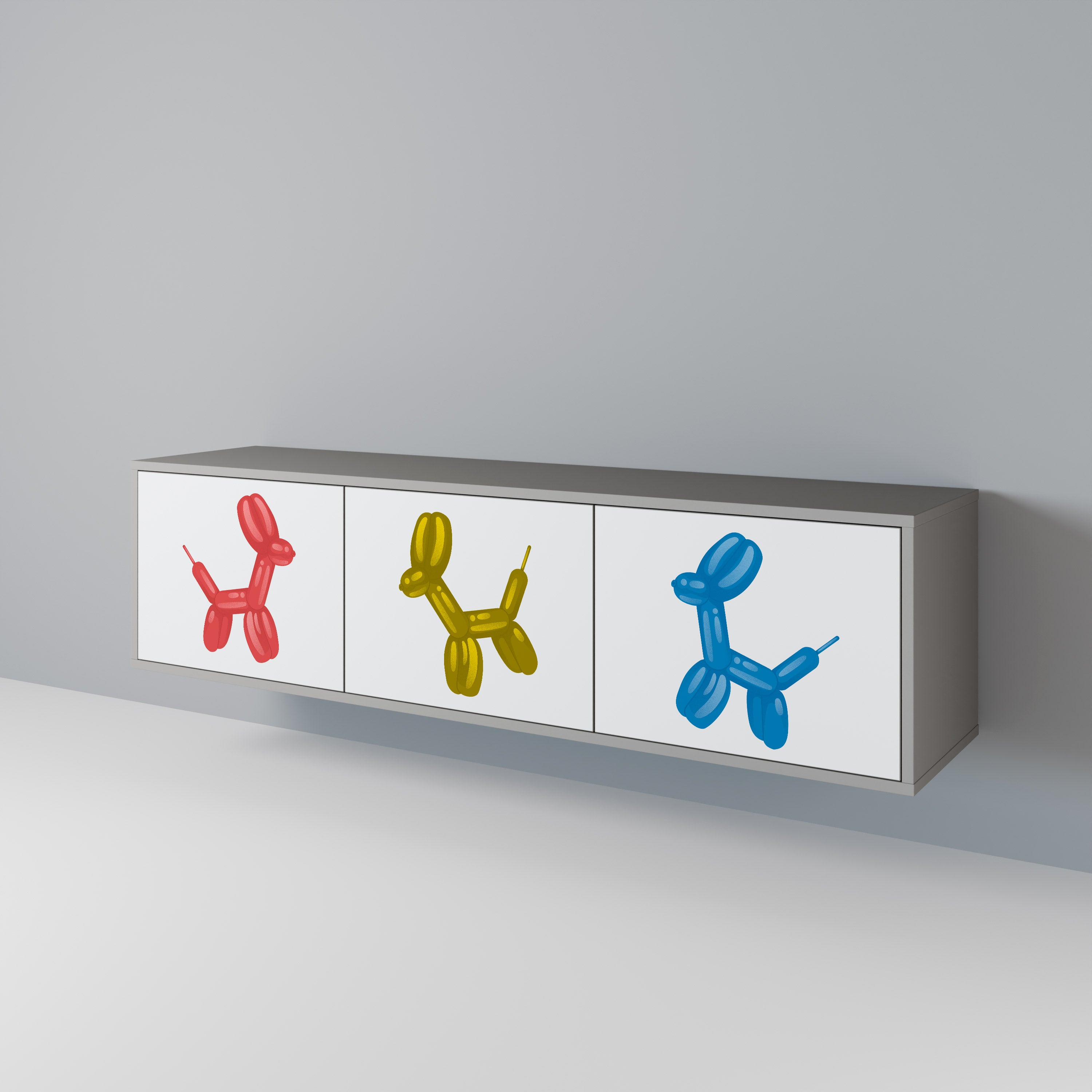 Mueble de TV de 3 puertas CHILDHOOD MEMORY en acabado gris