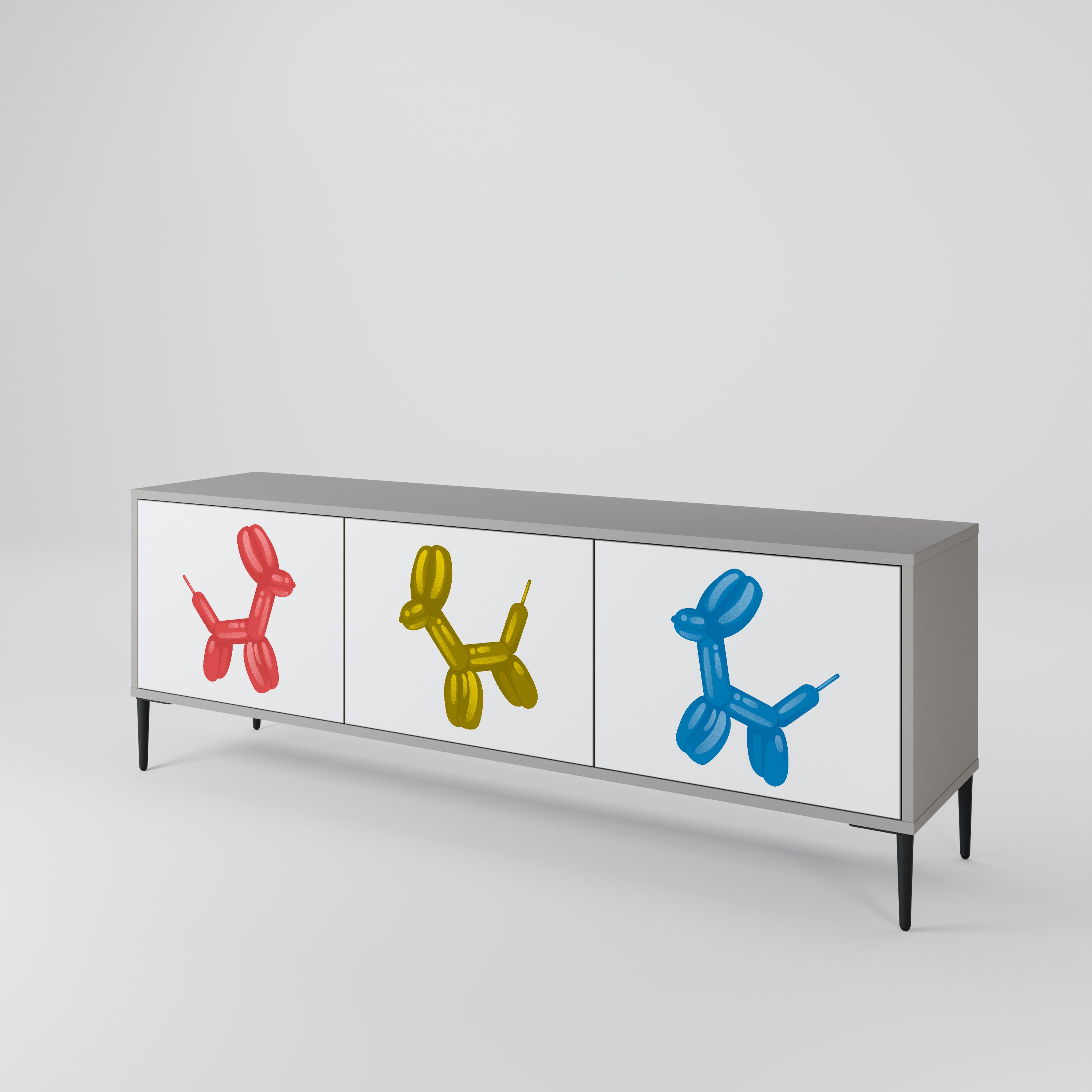Mueble de TV de 3 puertas CHILDHOOD MEMORY en acabado gris