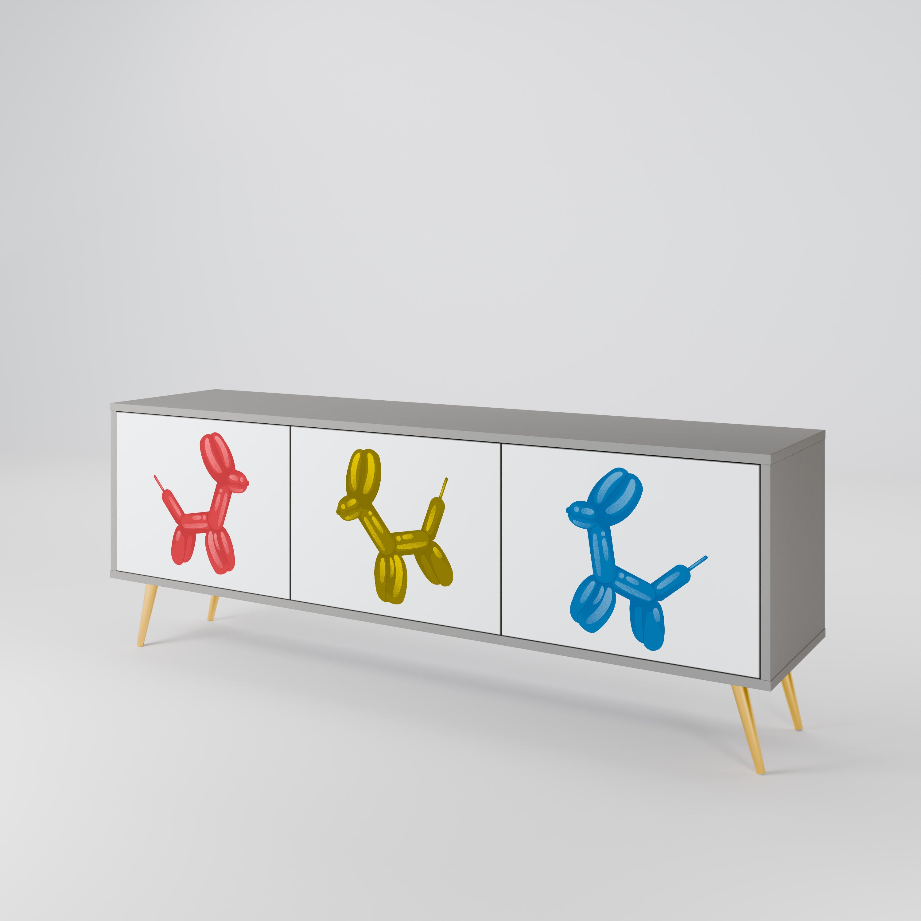Mueble de TV de 3 puertas CHILDHOOD MEMORY en acabado gris