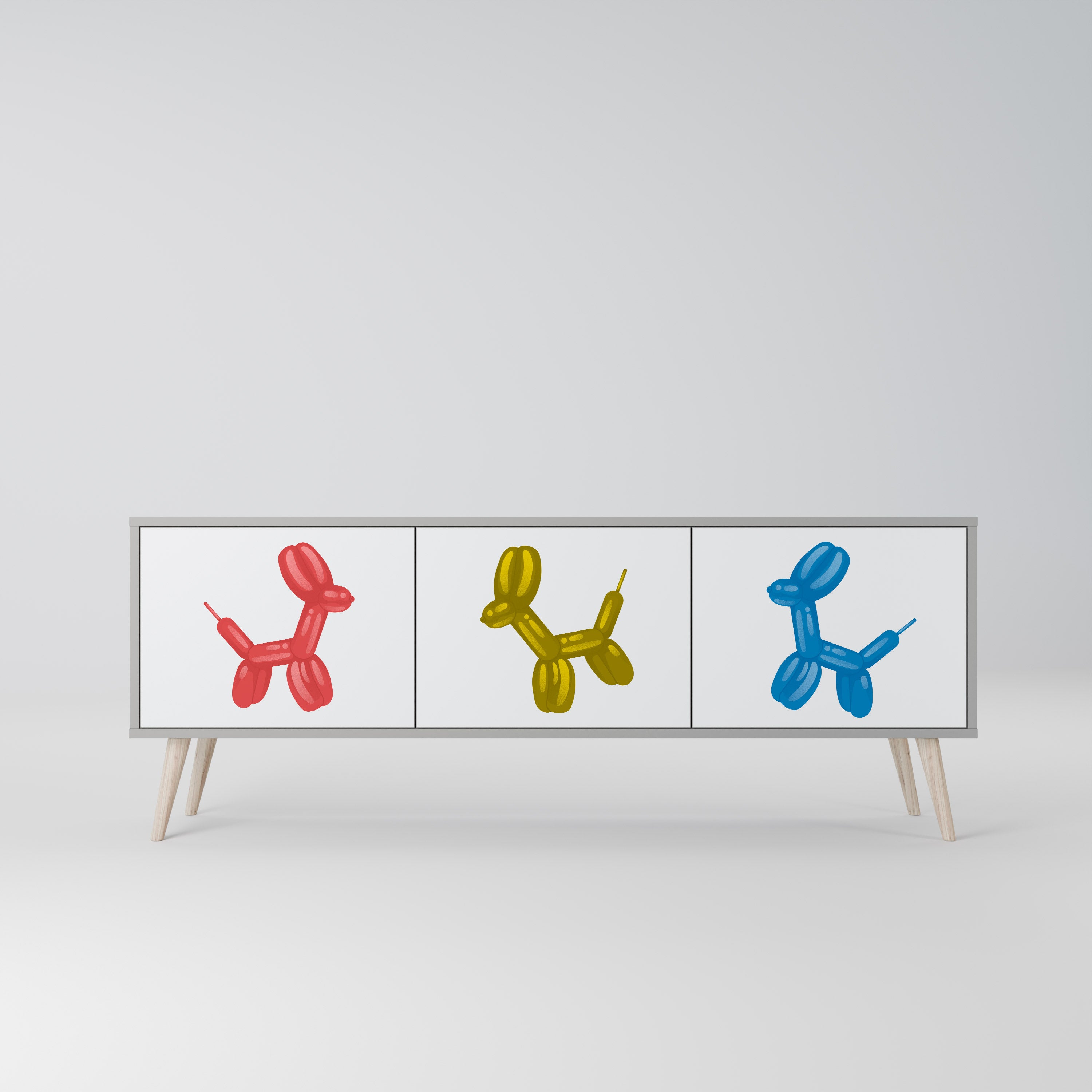 Mueble de TV de 3 puertas CHILDHOOD MEMORY en acabado gris
