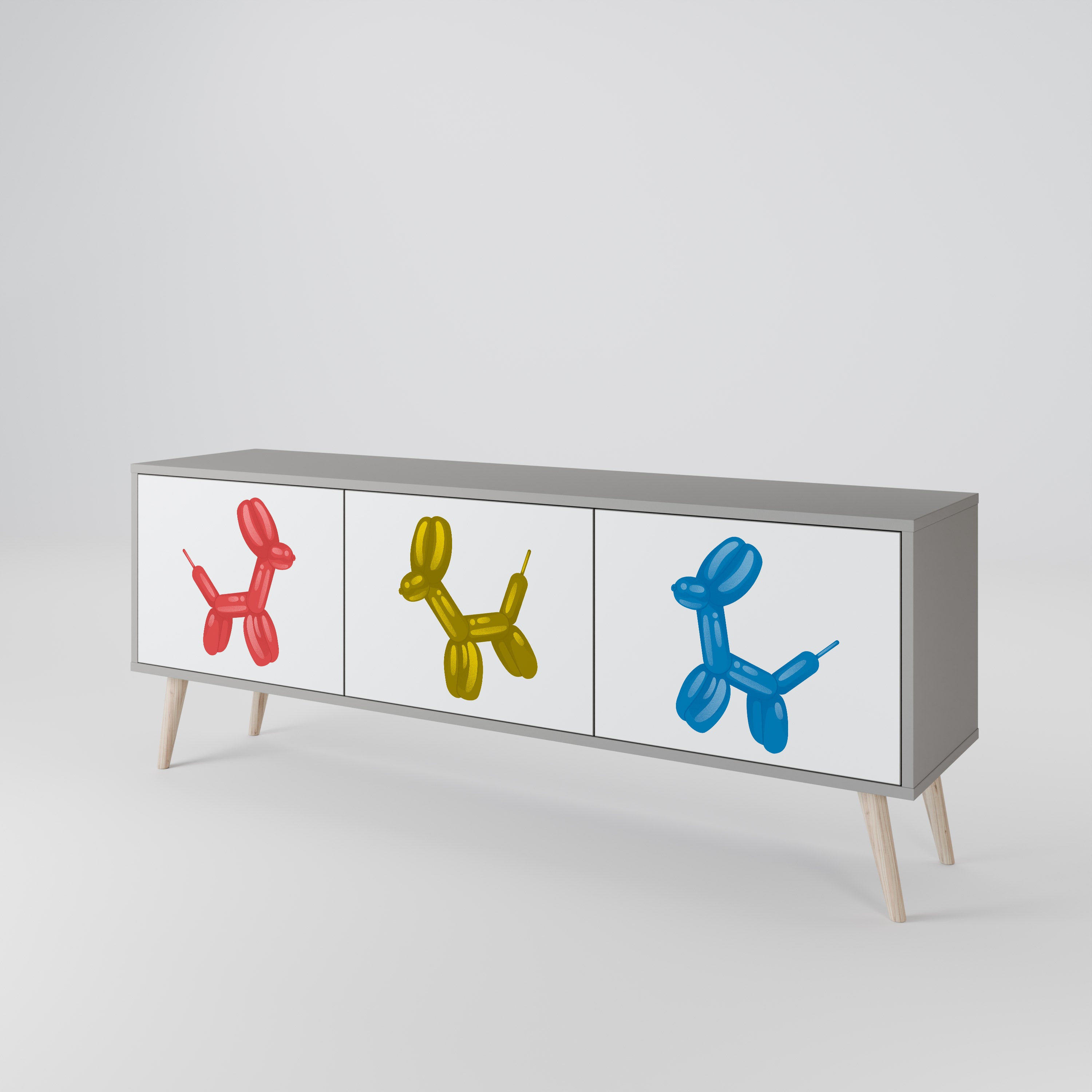 Mueble de TV de 3 puertas CHILDHOOD MEMORY en acabado gris