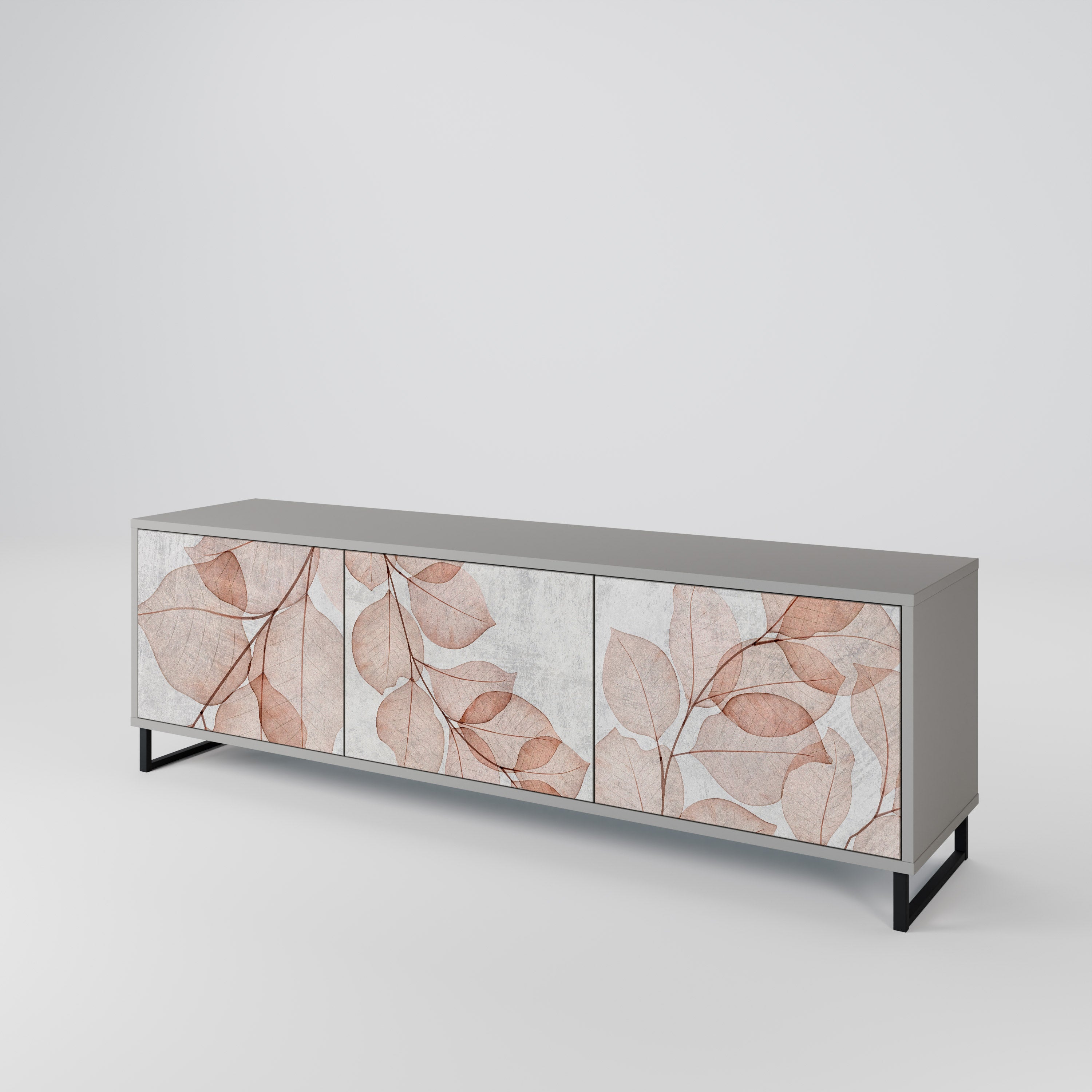 Mueble de TV de 3 puertas AUTUMN FRAGILITY en acabado gris