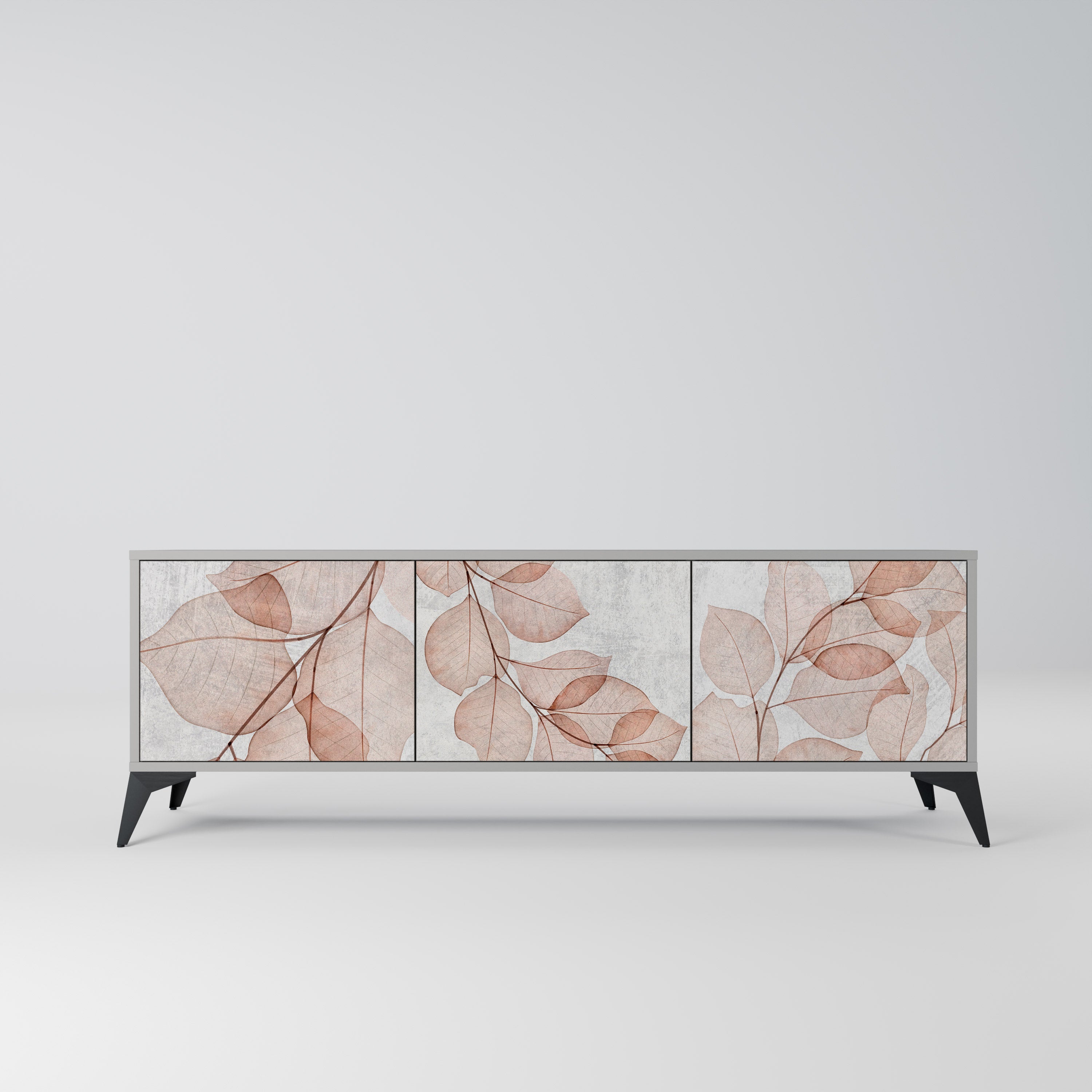 Mueble de TV de 3 puertas AUTUMN FRAGILITY en acabado gris