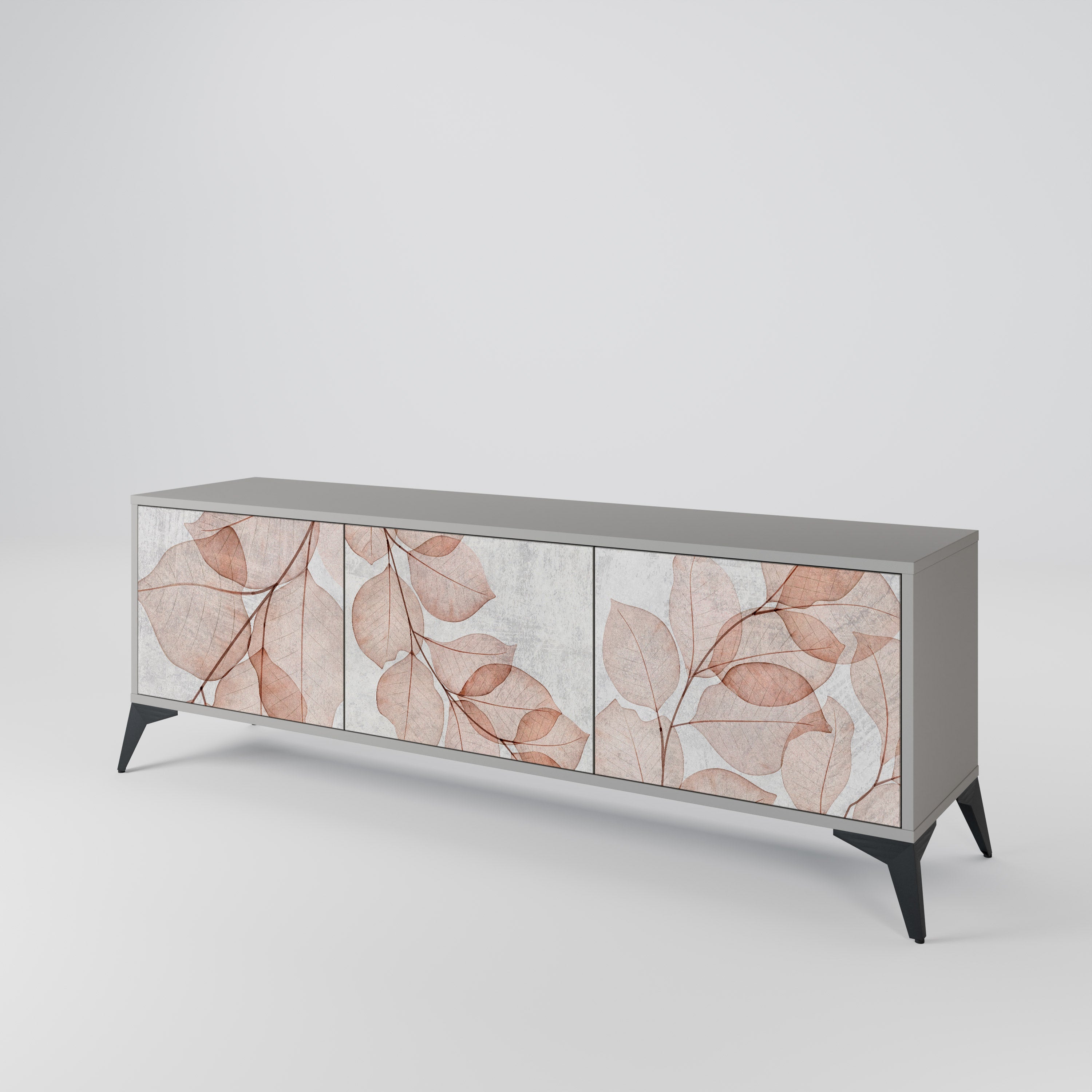 Mueble de TV de 3 puertas AUTUMN FRAGILITY en acabado gris