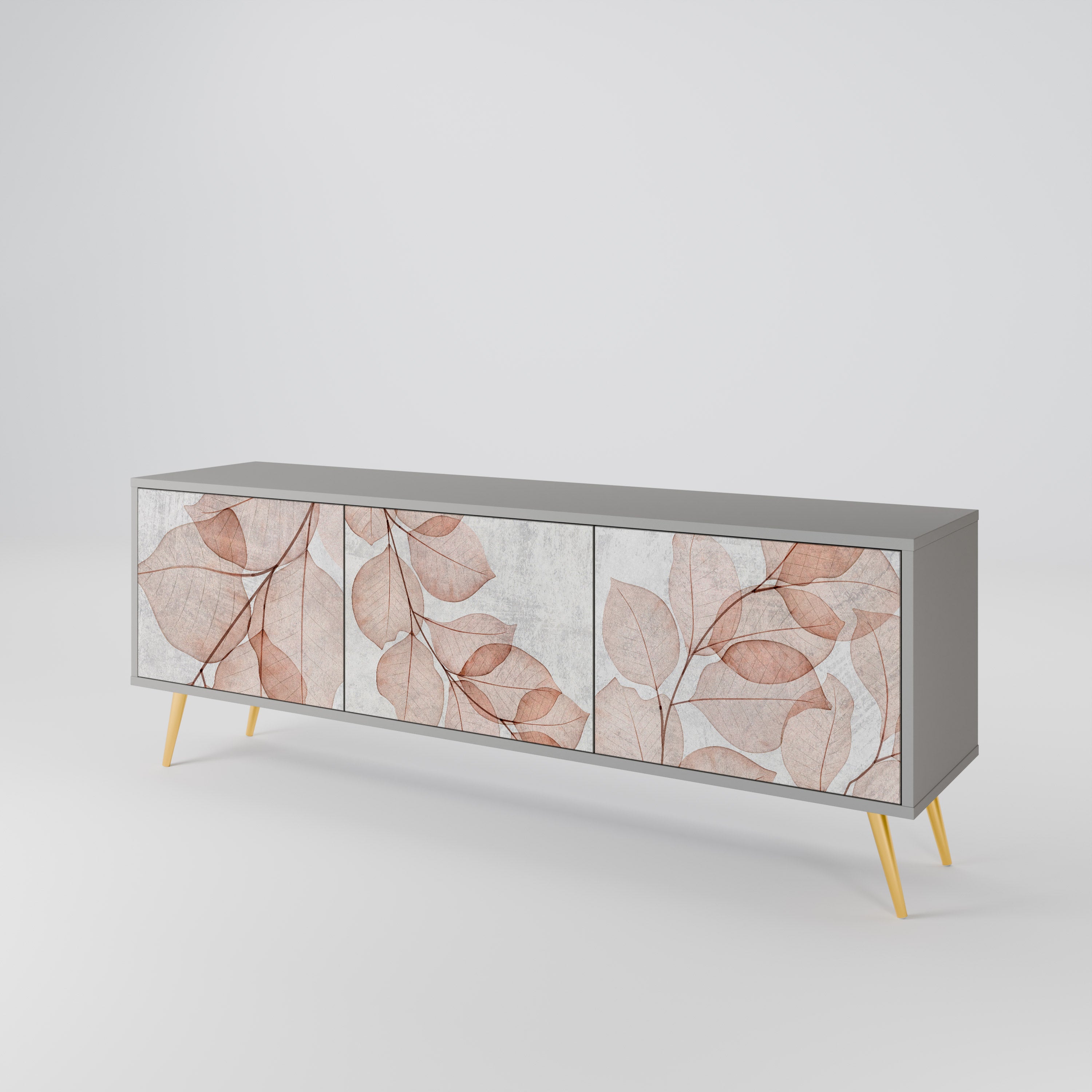 Mueble de TV de 3 puertas AUTUMN FRAGILITY en acabado gris
