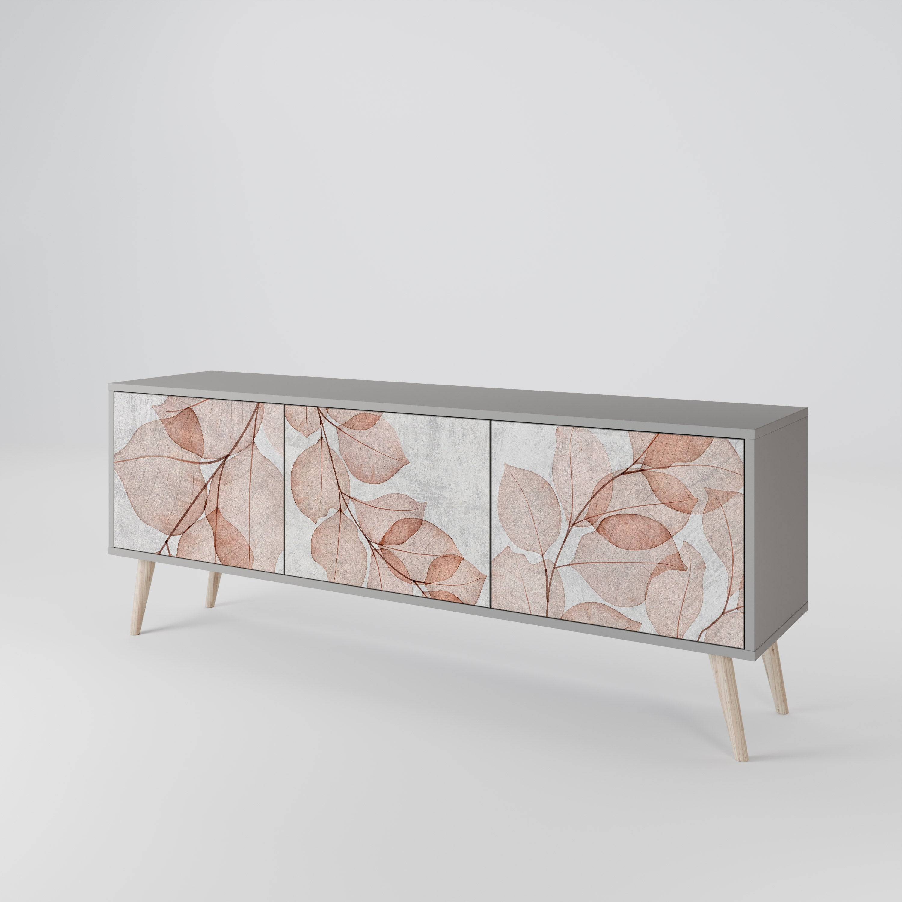 Mueble de TV de 3 puertas AUTUMN FRAGILITY en acabado gris