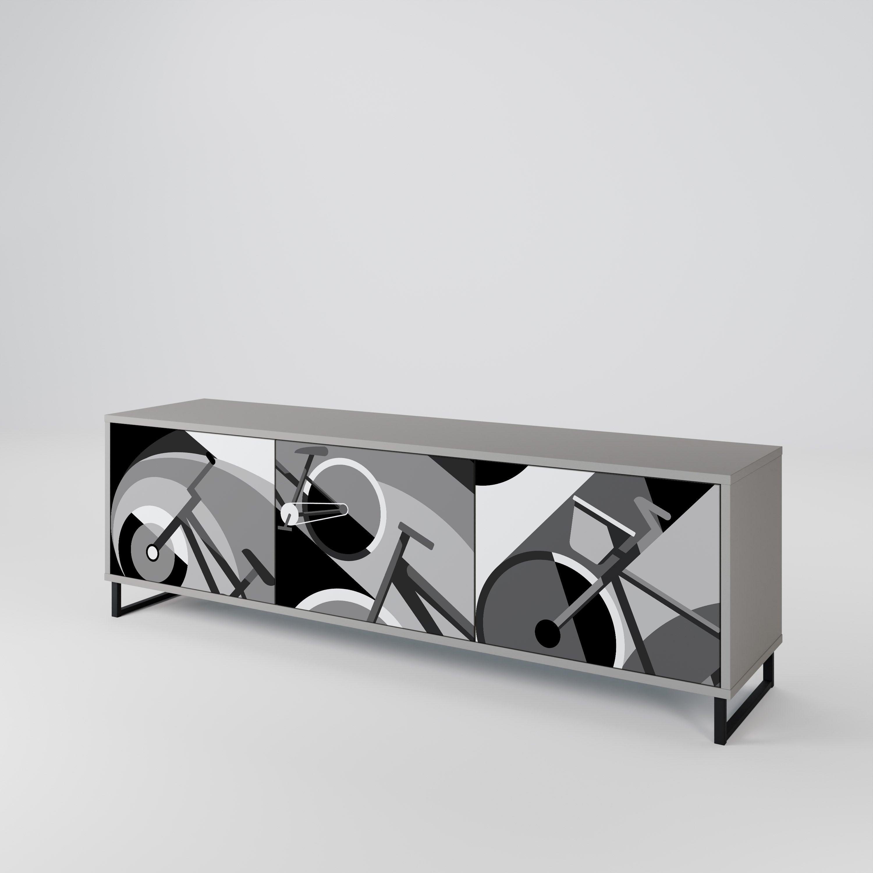 Mueble de TV BIKE ENERGY de 3 puertas con acabado gris