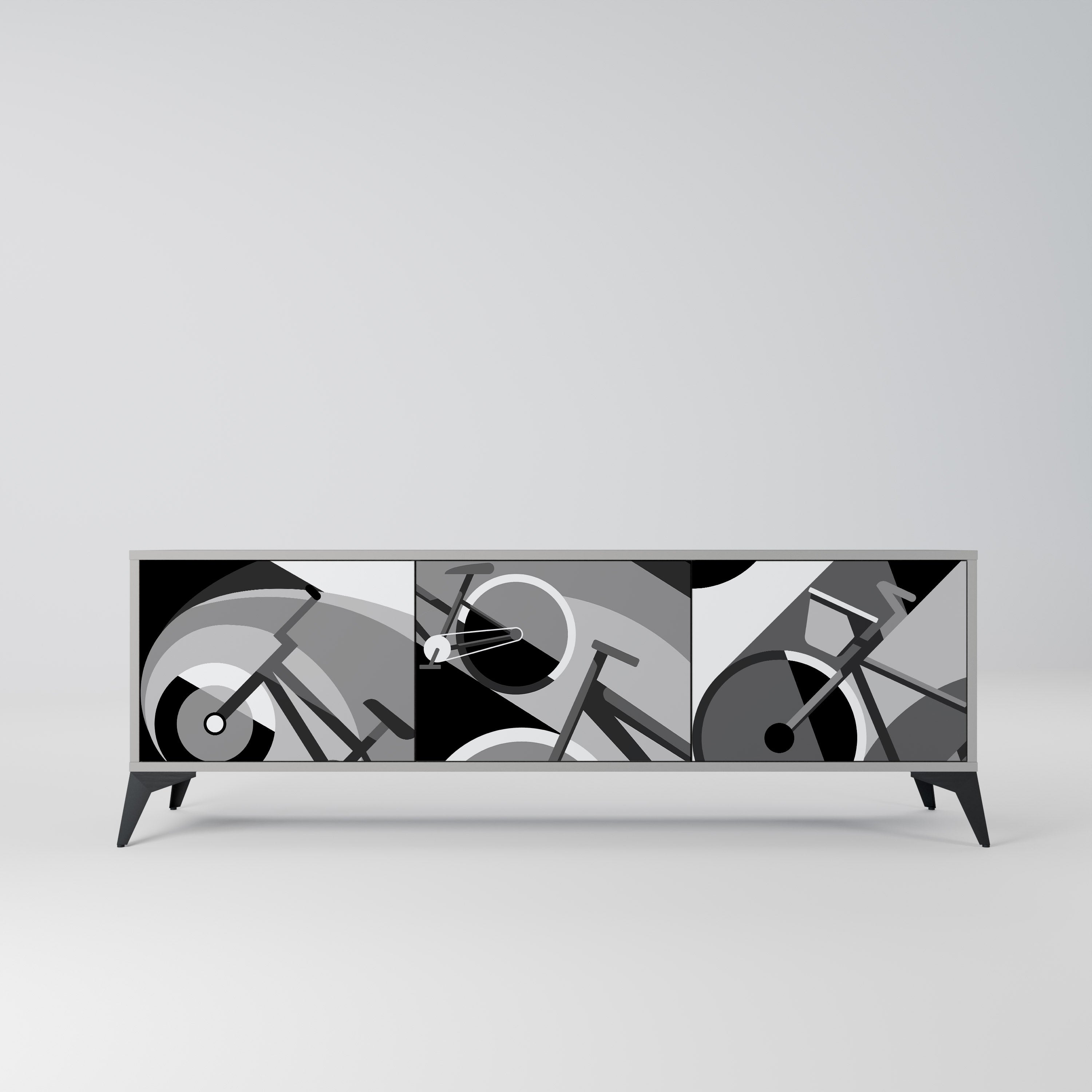 Mueble de TV BIKE ENERGY de 3 puertas con acabado gris