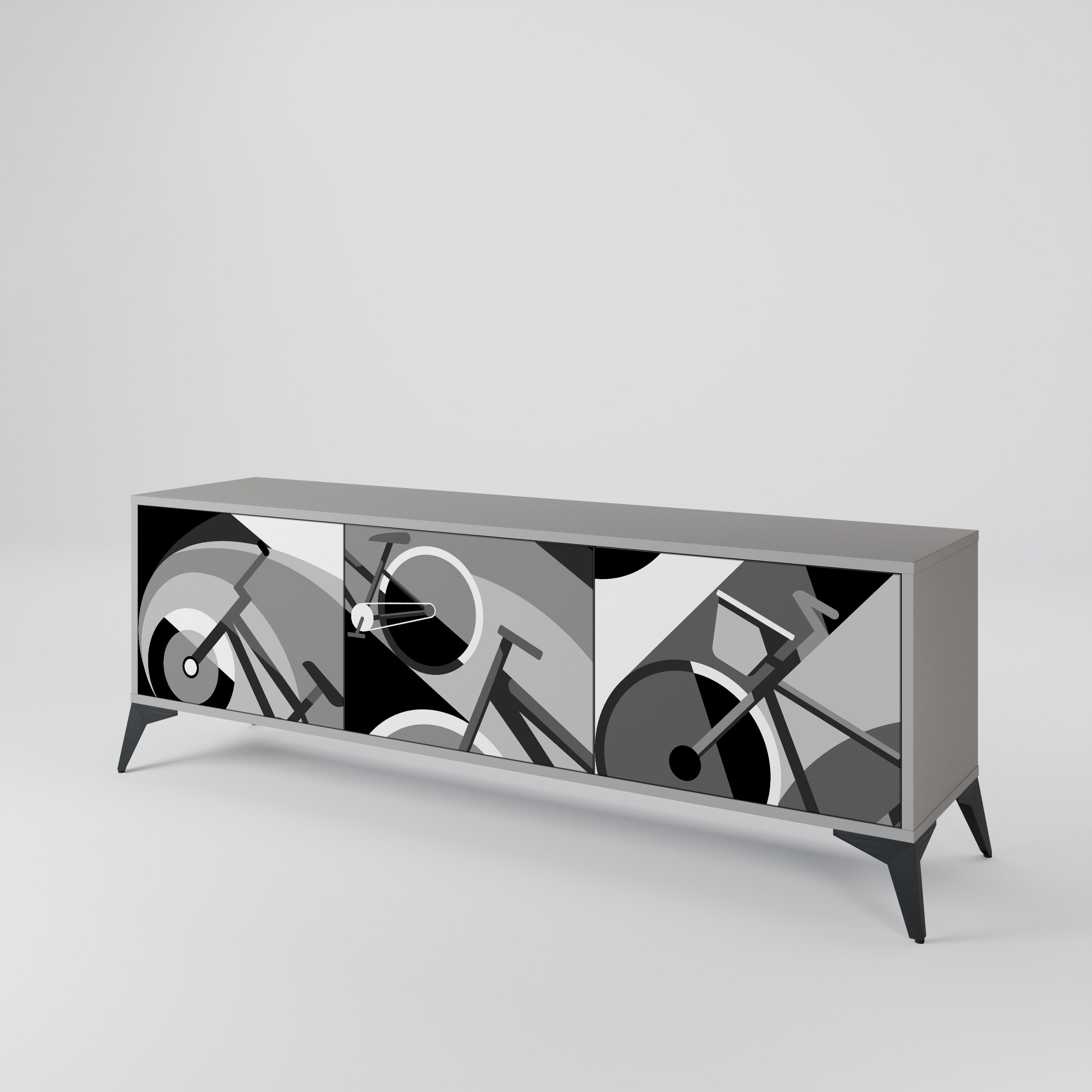 Mueble de TV BIKE ENERGY de 3 puertas con acabado gris