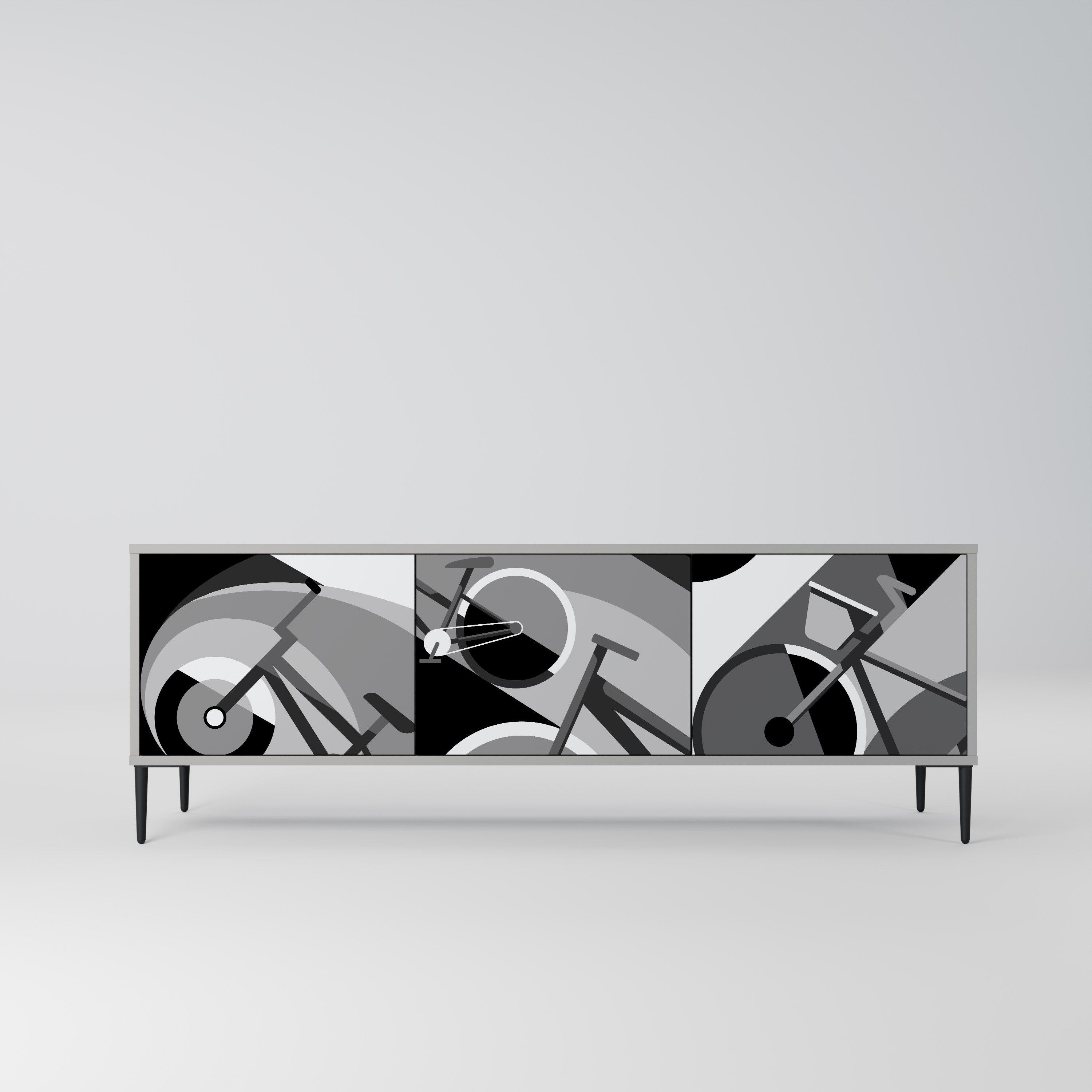Mueble de TV BIKE ENERGY de 3 puertas con acabado gris