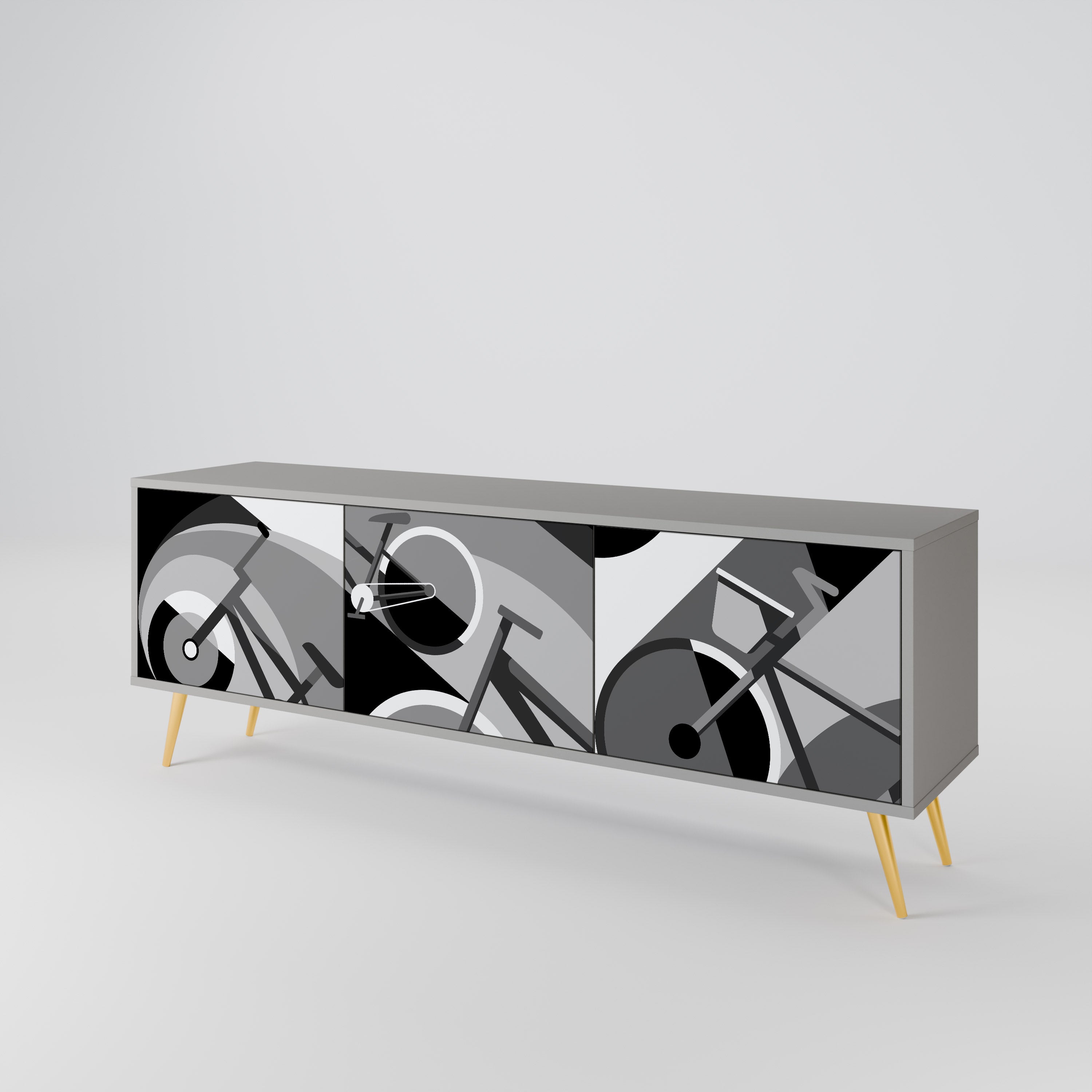 Mueble de TV BIKE ENERGY de 3 puertas con acabado gris