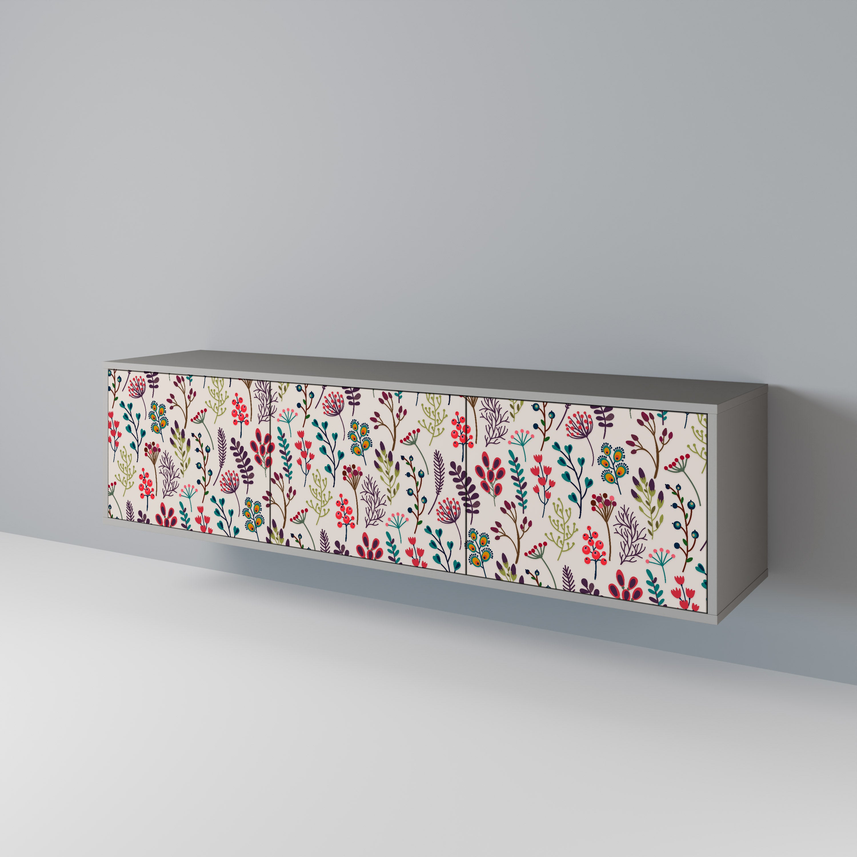 Mueble de TV de 3 puertas AUTUMN SUNDRIES en acabado gris