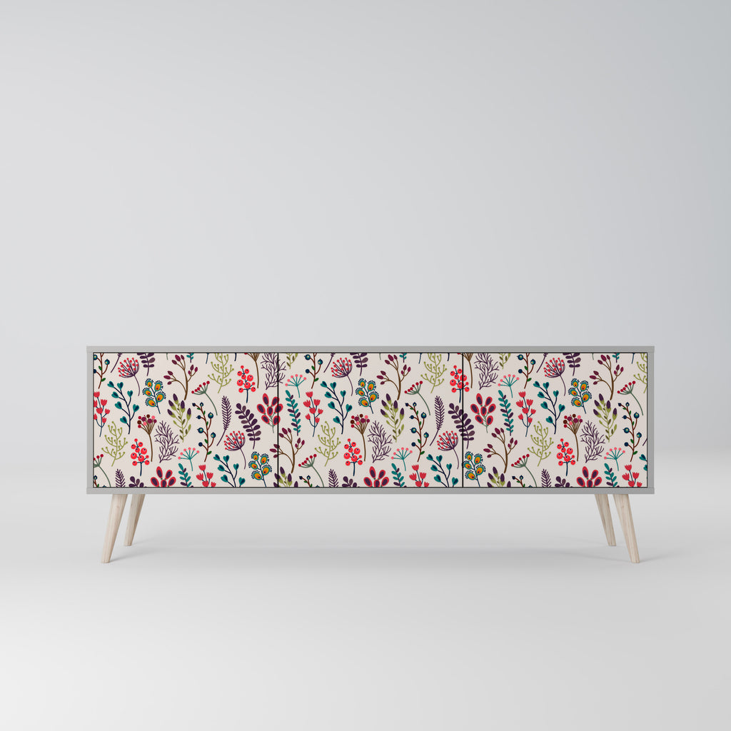 Mueble de TV de 3 puertas AUTUMN SUNDRIES en acabado gris