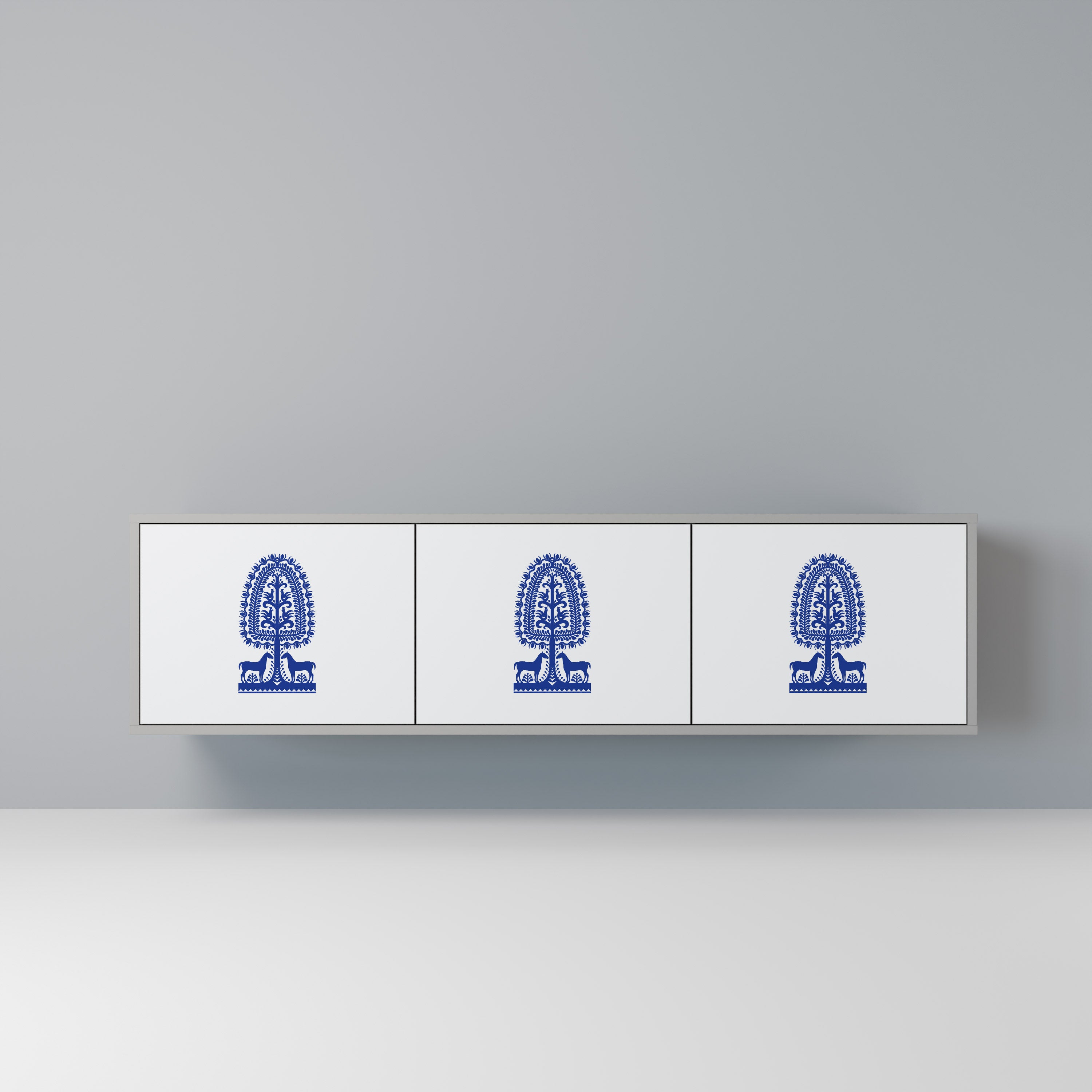 Mueble de TV de 3 puertas con acabado gris de ARTE POPULAR POLACO