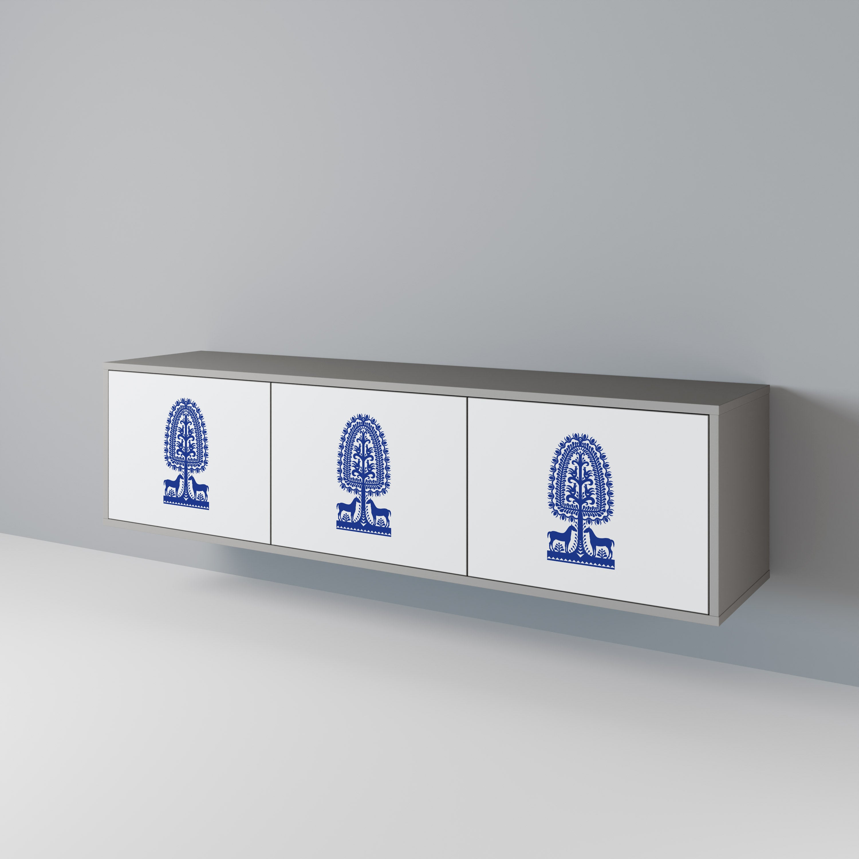 Mueble de TV de 3 puertas con acabado gris de ARTE POPULAR POLACO