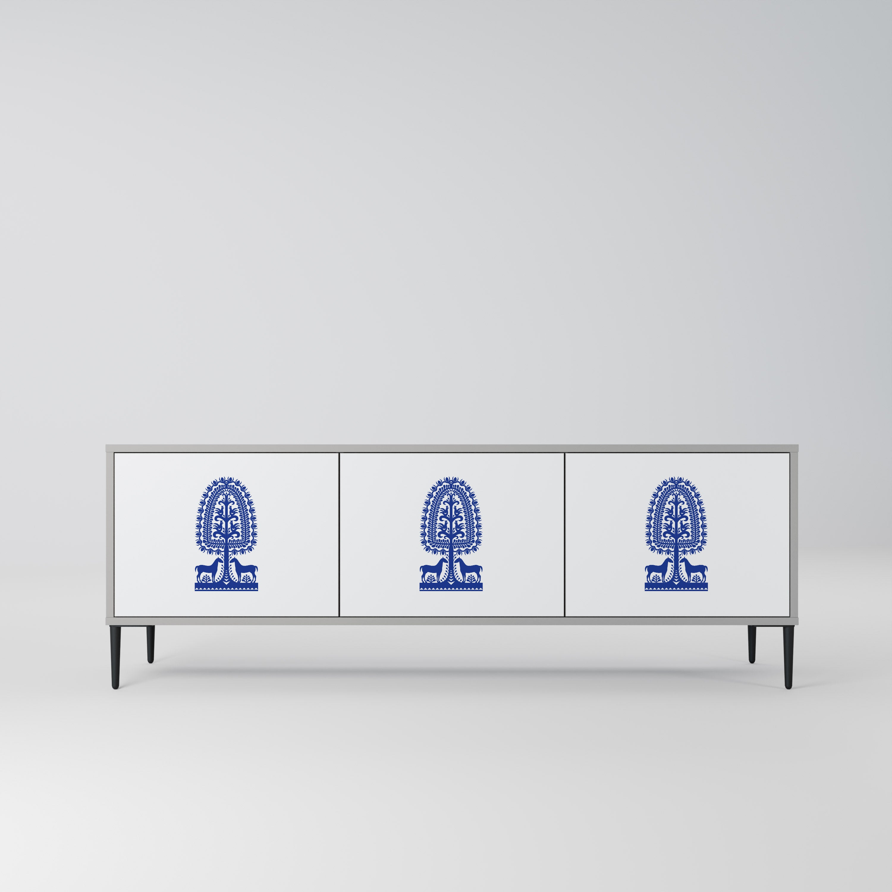 Mueble de TV de 3 puertas con acabado gris de ARTE POPULAR POLACO