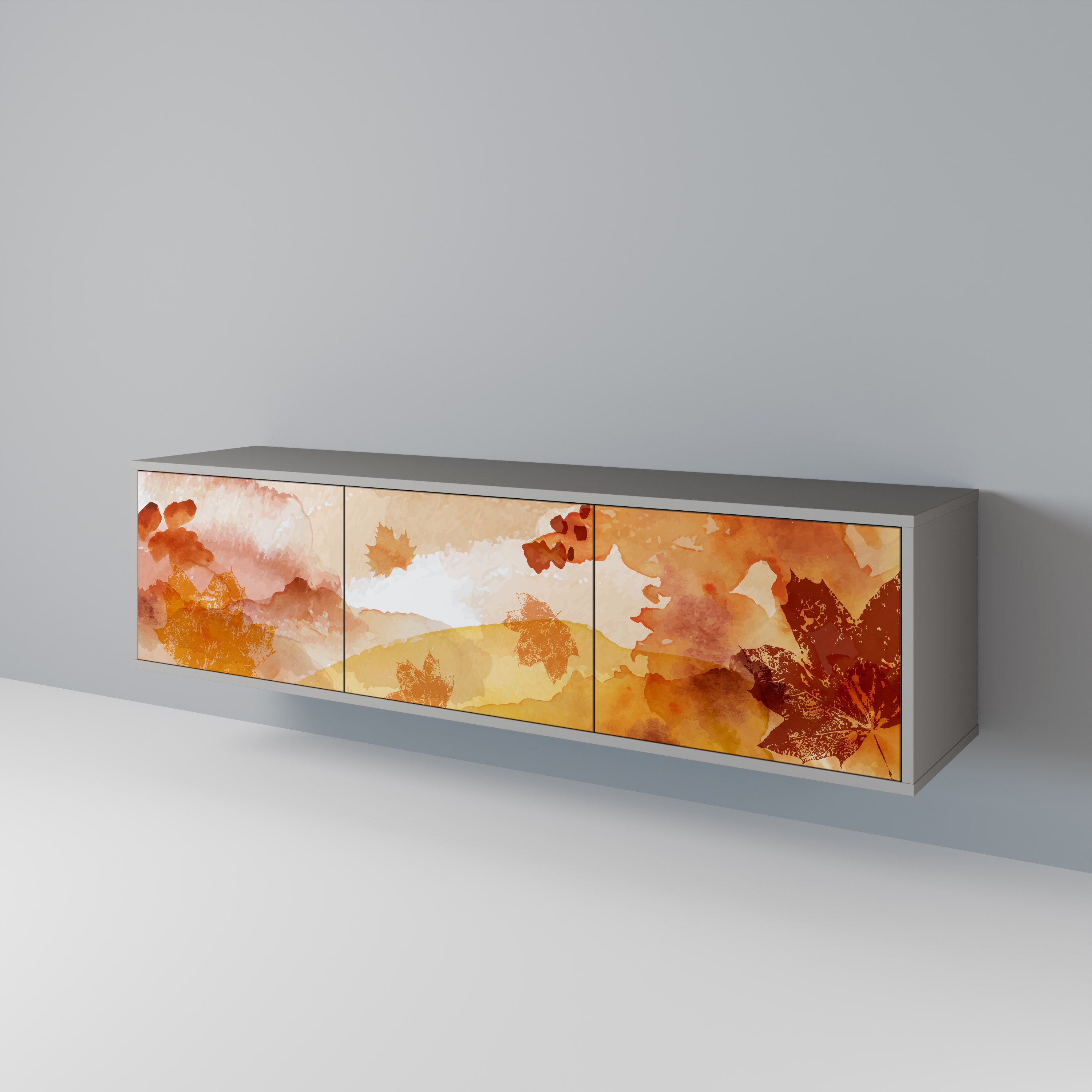 Mueble de TV de 3 puertas TRACES OF AUTUMN en acabado gris