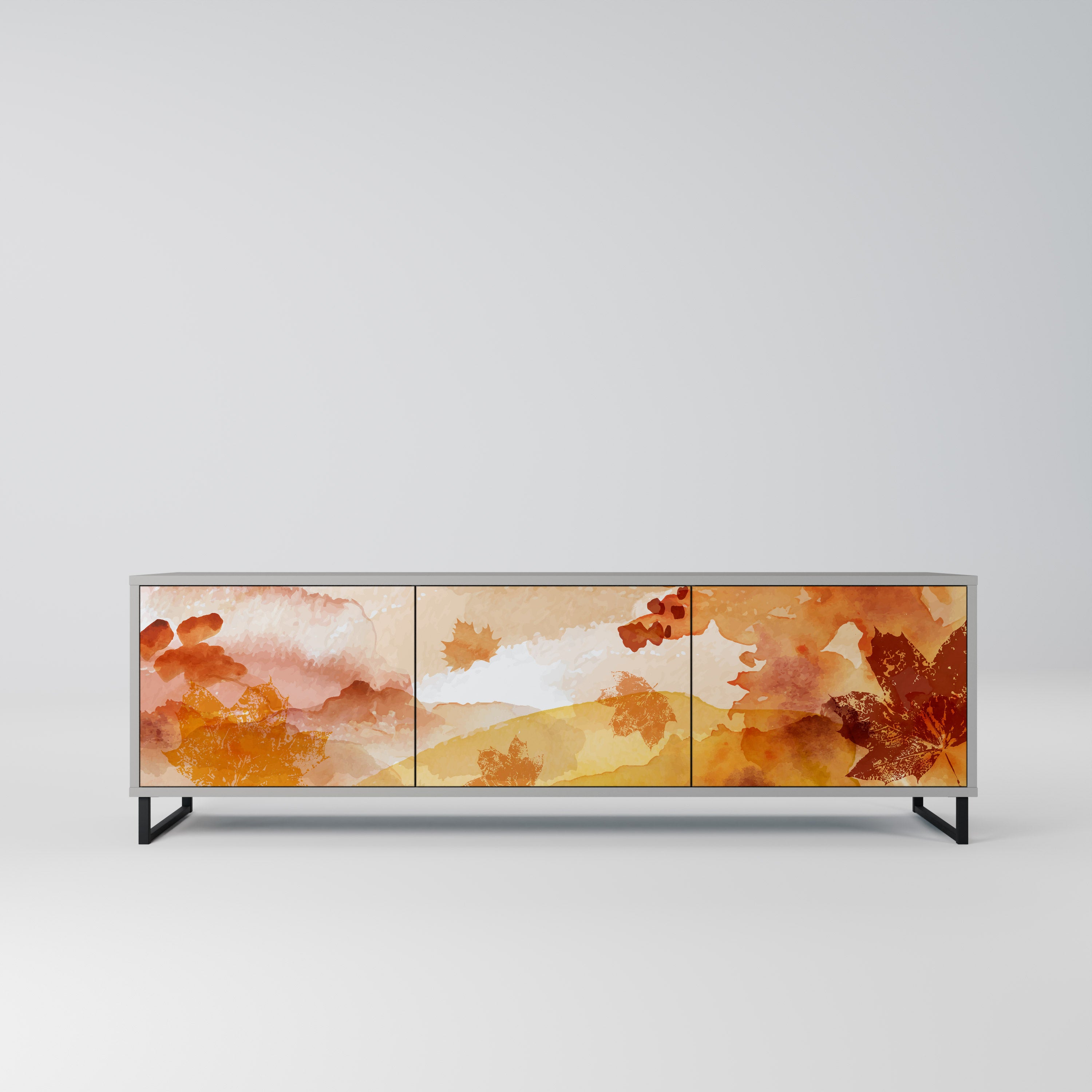 Mueble de TV de 3 puertas TRACES OF AUTUMN en acabado gris