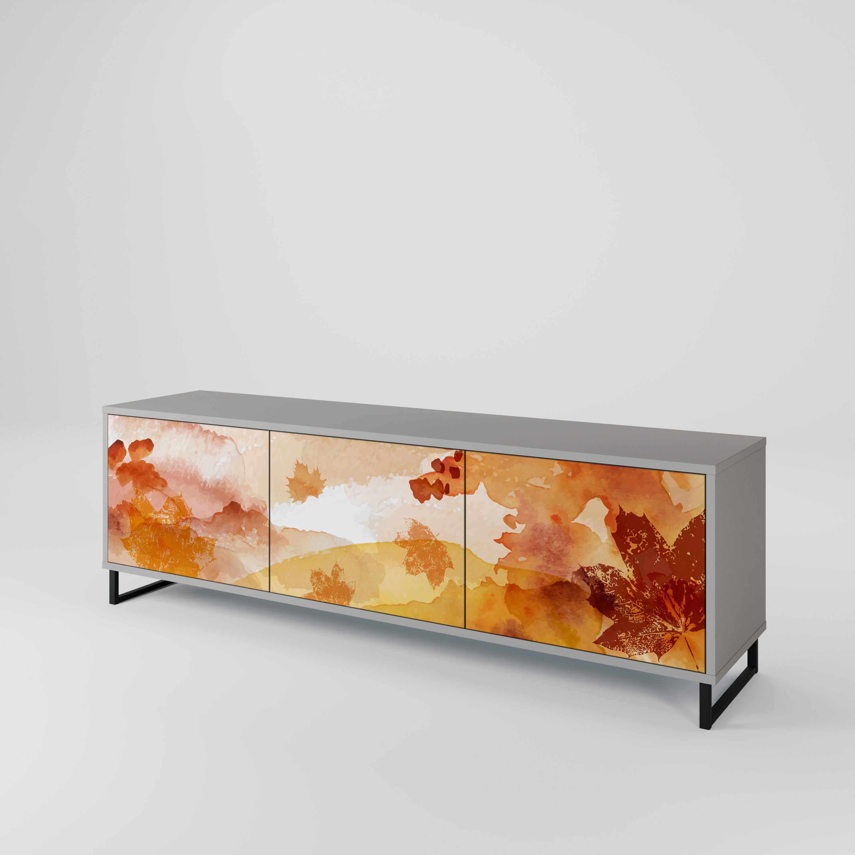 Mueble de TV de 3 puertas TRACES OF AUTUMN en acabado gris