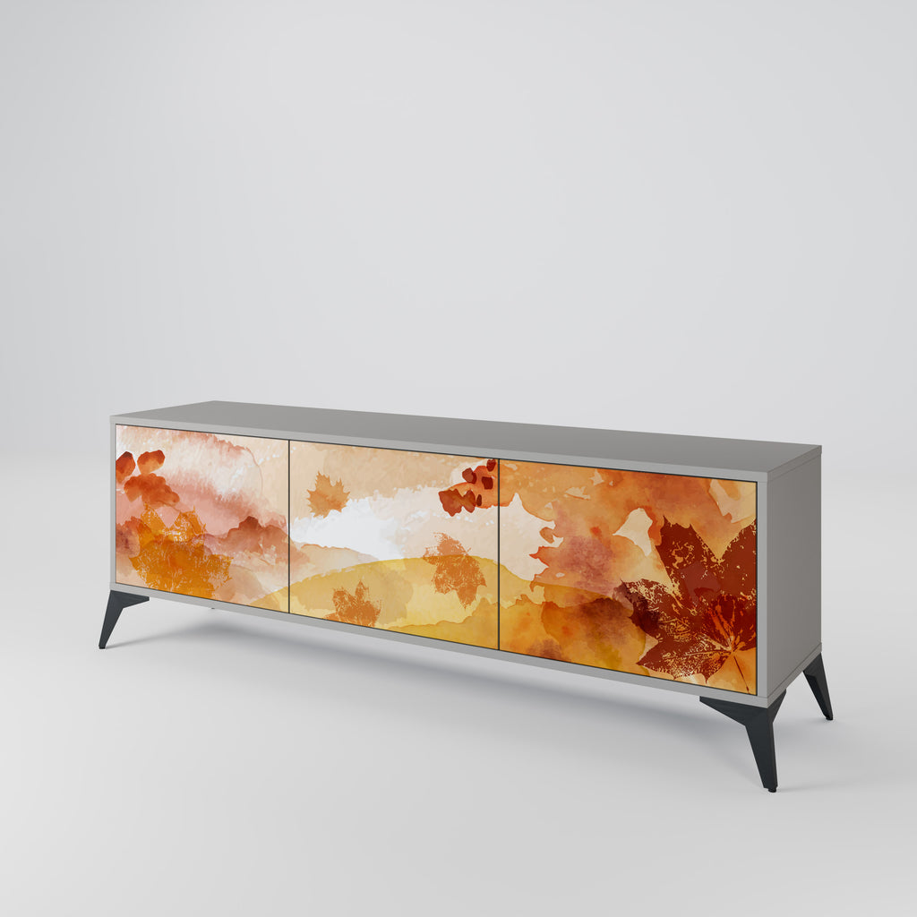 Mueble de TV de 3 puertas TRACES OF AUTUMN en acabado gris
